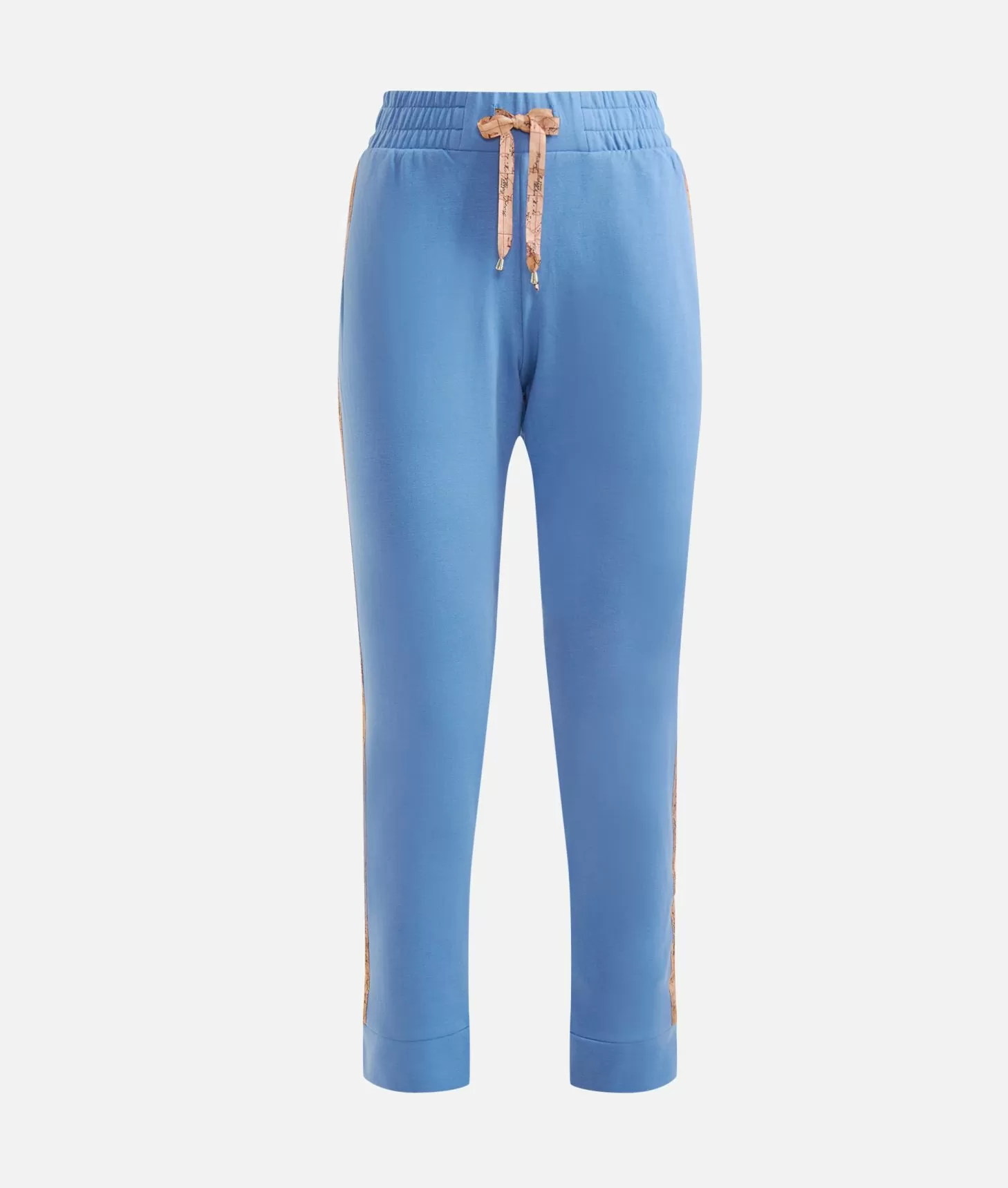 Alviero Martini 1a Classe Pantaloni In Felpa Garzata Stretch Con Profili Geo Classic Denim