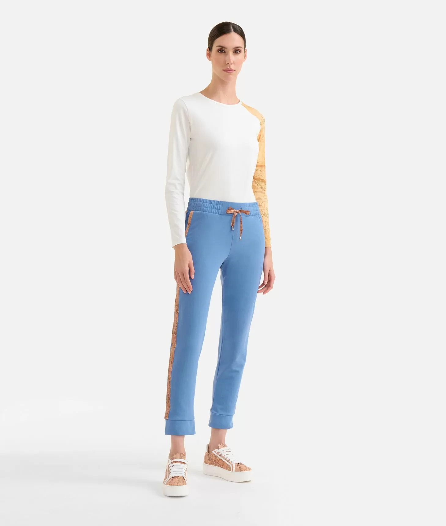 Alviero martini 1a classe Pantaloni in felpa garzata stretch con profili Geo Classic Denim