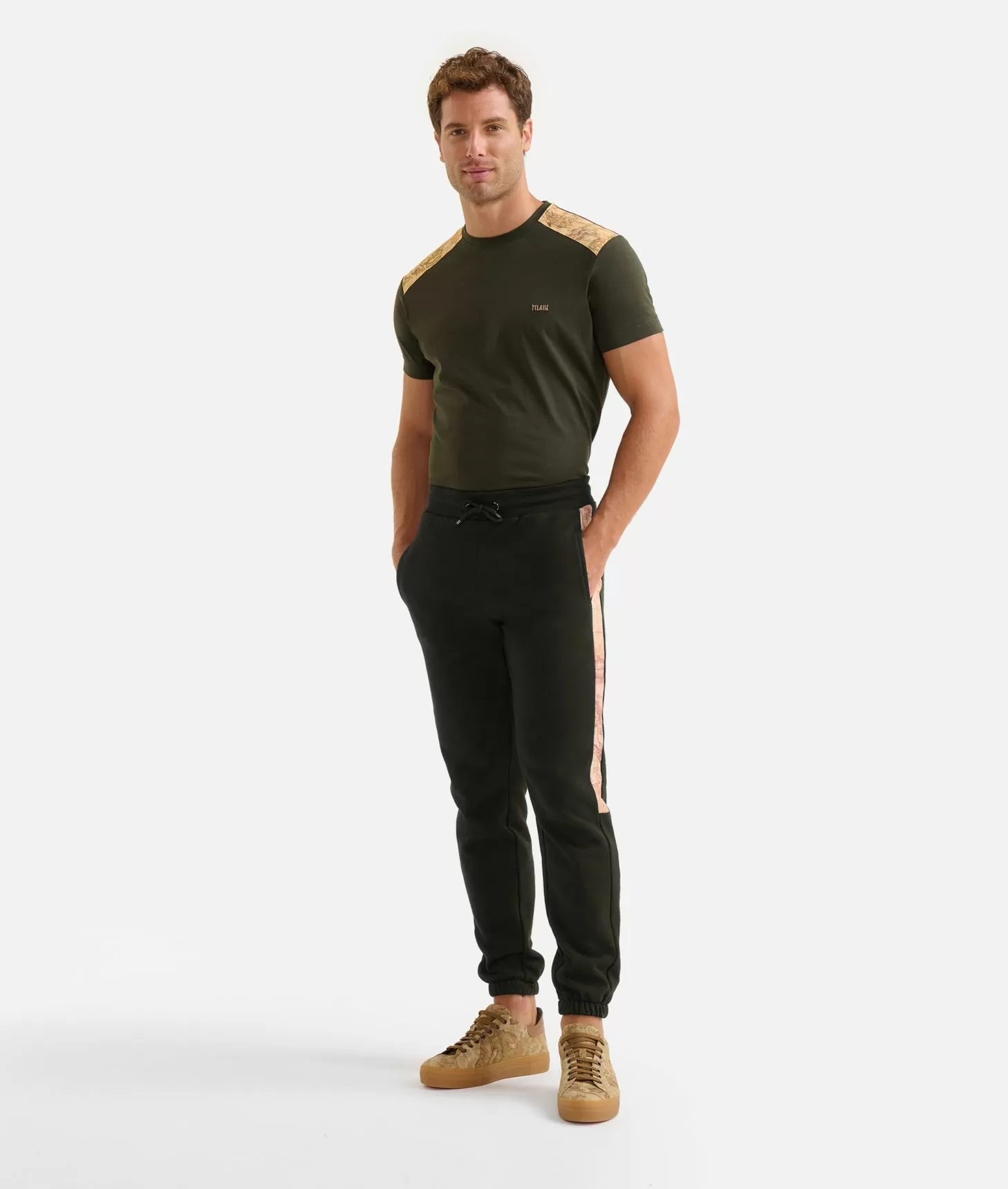Alviero martini 1a classe Pantaloni jogging in cotone con dettagli Geo Classic Verde Militare