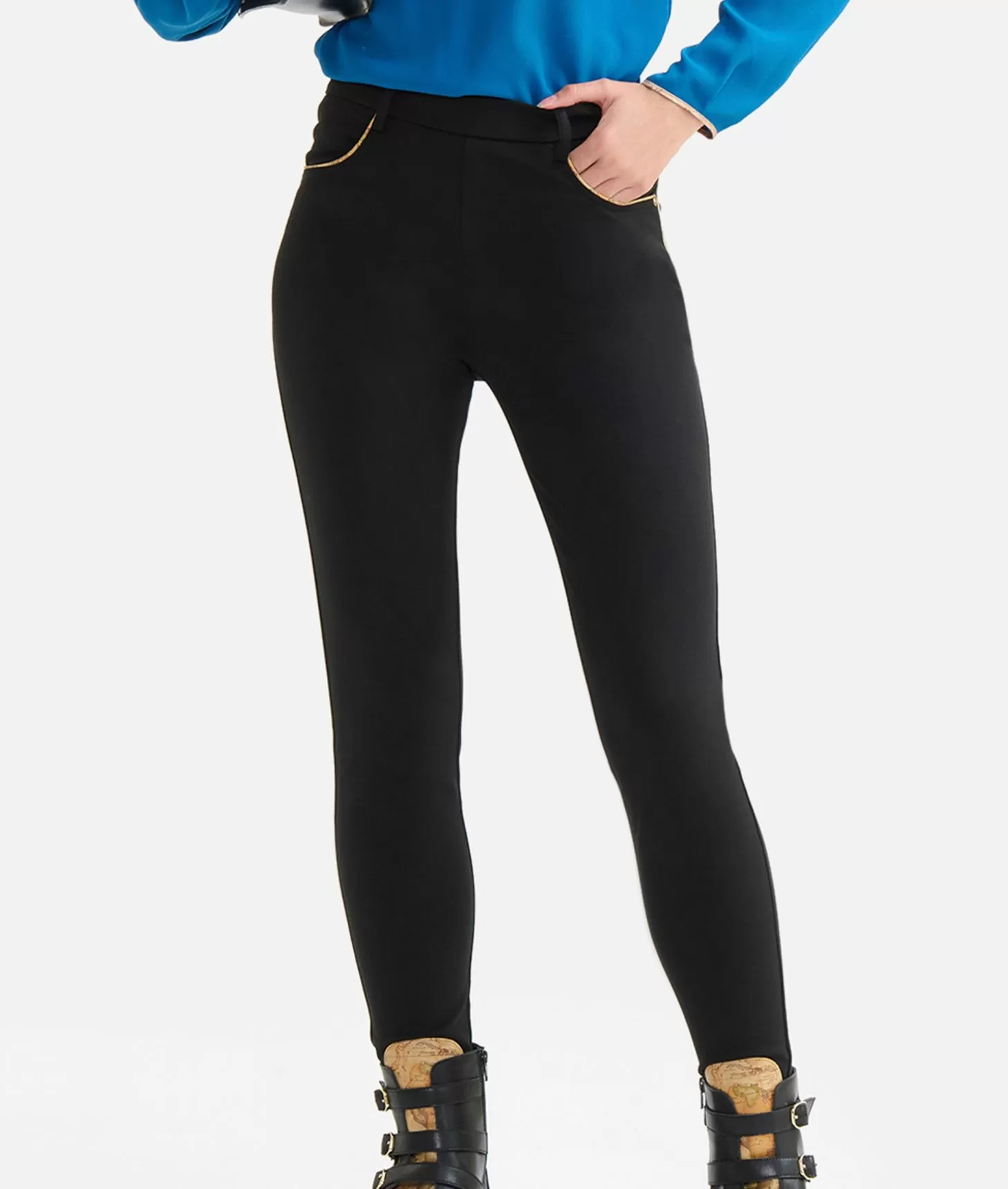 Alviero Martini 1a Classe Pantaloni Slim In Jersey Punto Milano Neri