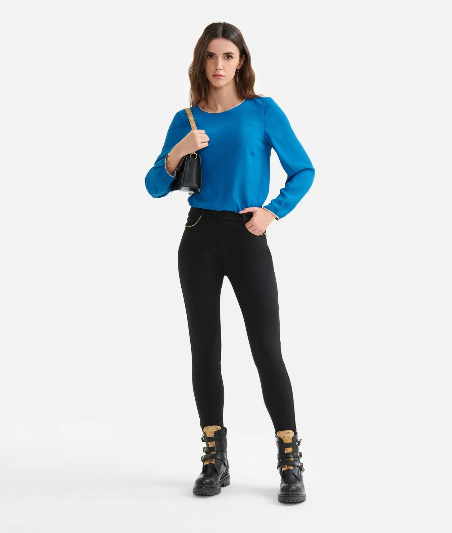 Alviero martini 1a classe Pantaloni slim in jersey punto Milano Neri