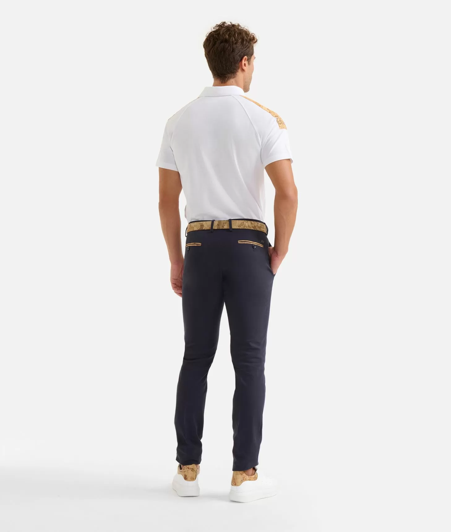 Alviero Martini 1a Classe Pantaloni Super Slim In Cotone Stretch Blu Navy