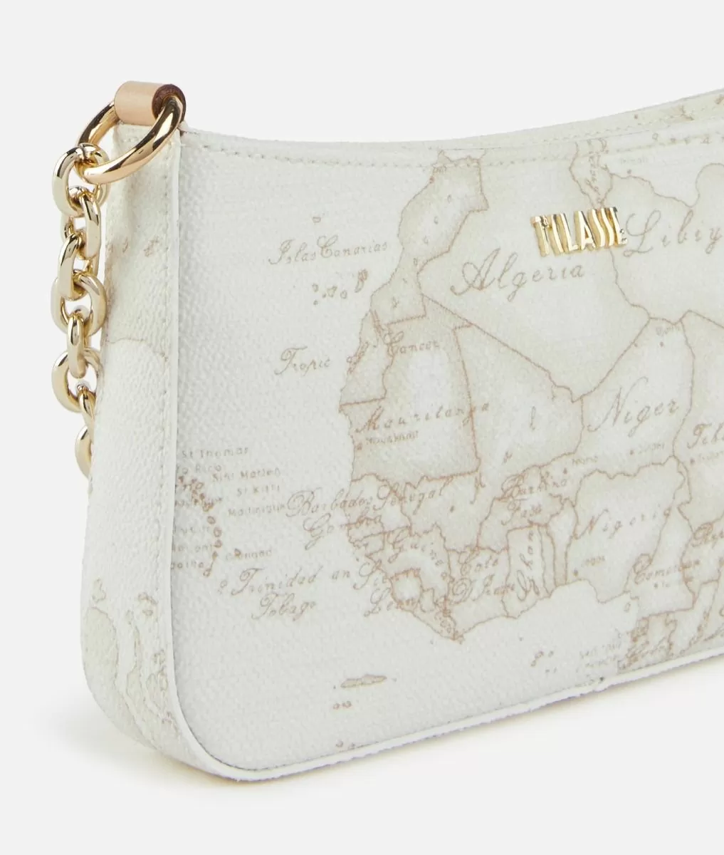 Alviero Martini 1a Classe Pochette Con Tracolla In Tessuto Geo White Bianca