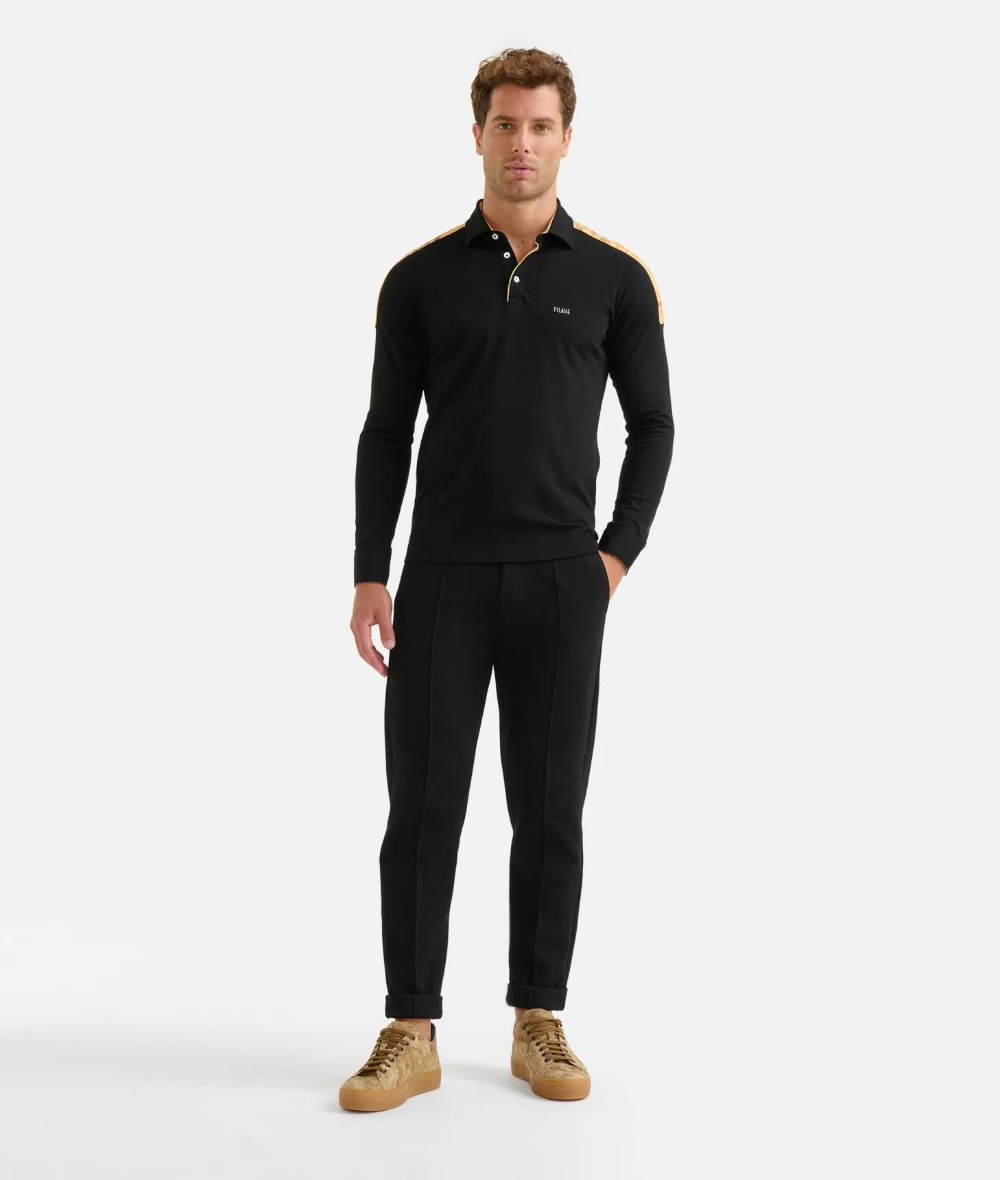 Alviero martini 1a classe Polo a maniche lunghe in cotone stretch Nera