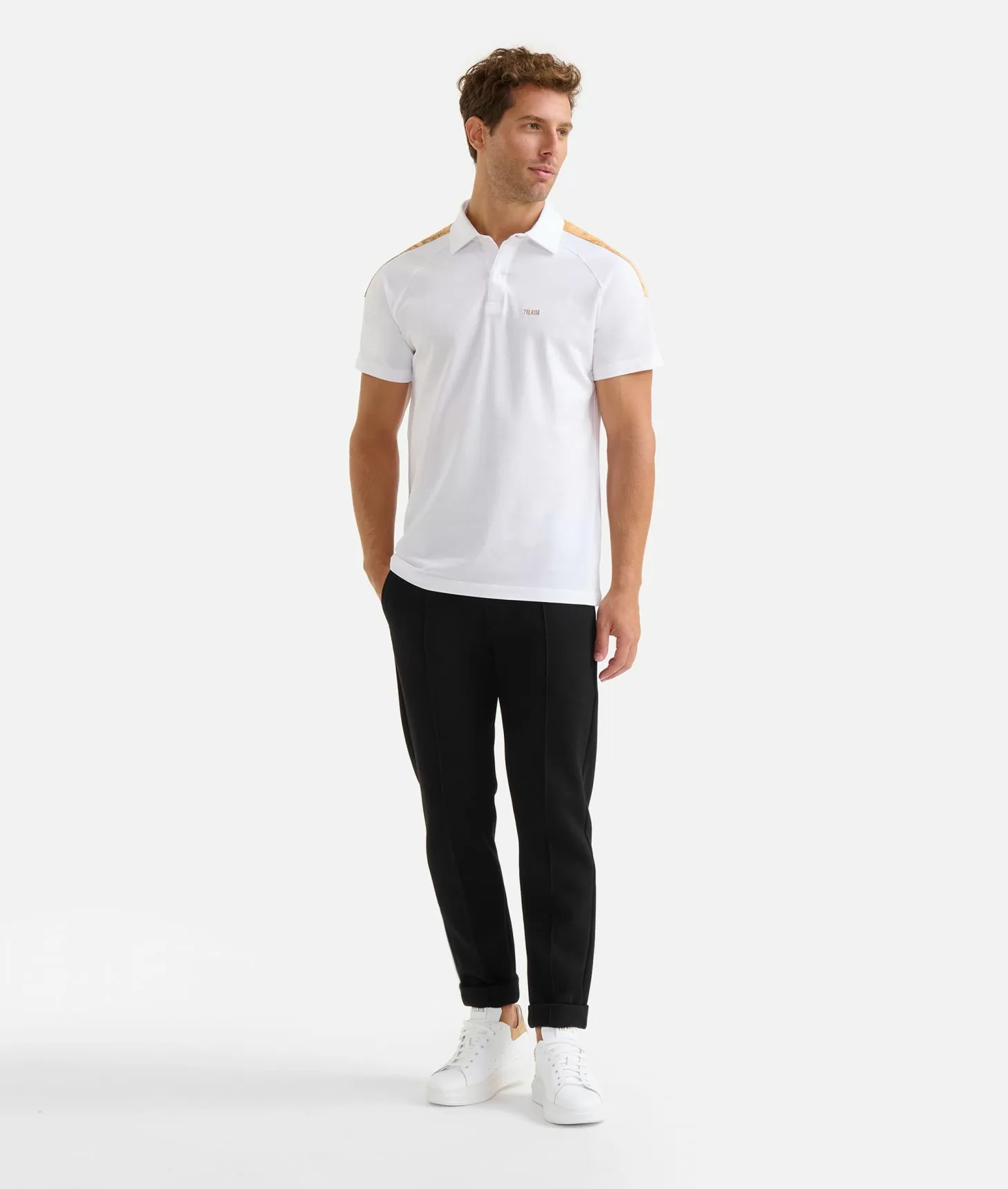 Alviero martini 1a classe Polo in cotone stretch con dettagli spalle Bianca