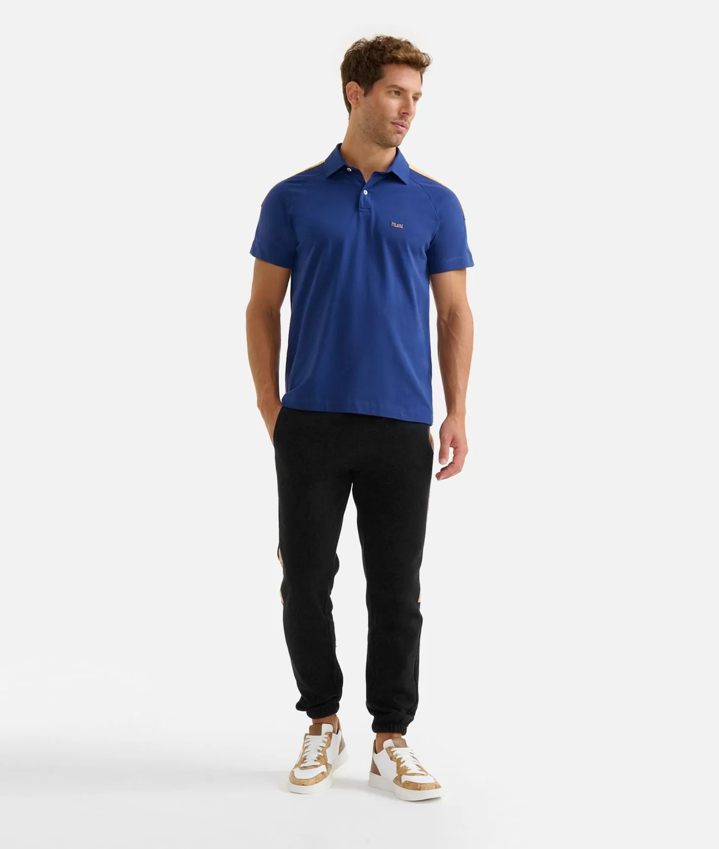 Alviero martini 1a classe Polo in cotone stretch con dettagli spalle Blu Klein