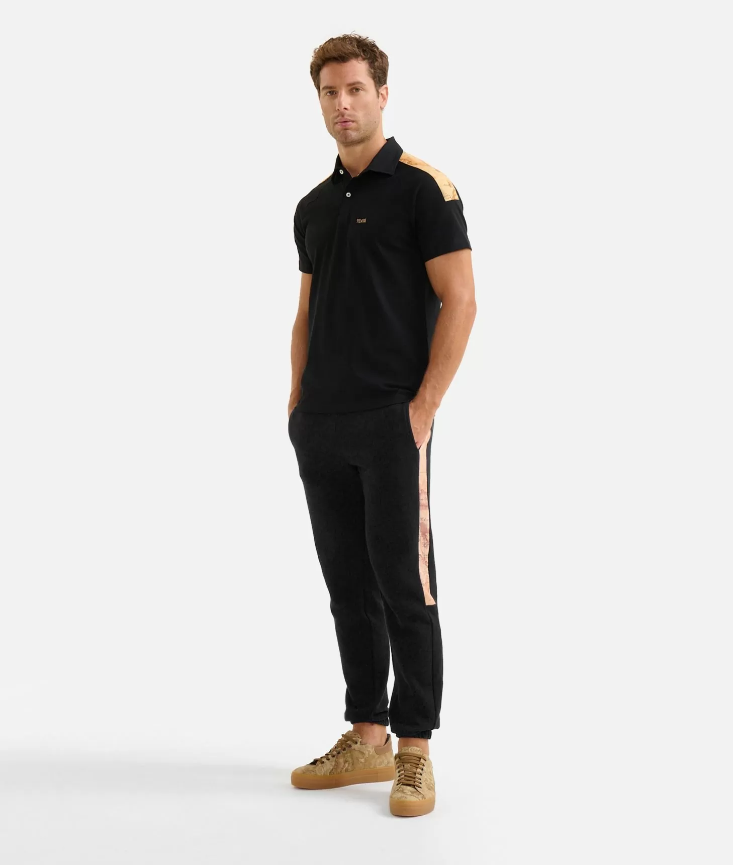 Alviero martini 1a classe Polo in cotone stretch con dettagli spalle Nera