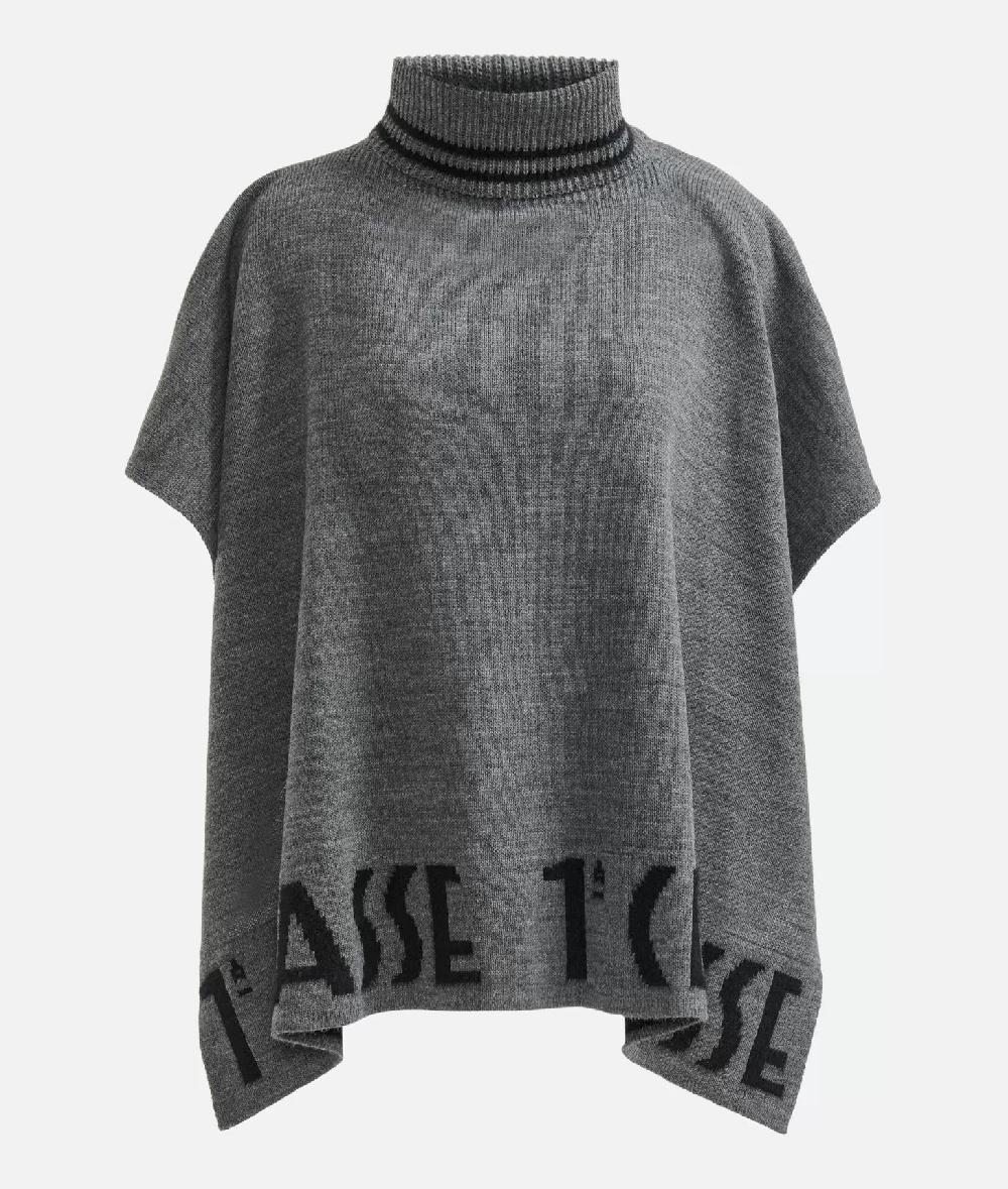 Alviero Martini 1a Classe Poncho A Collo Alto Con Logo Grigio Medio