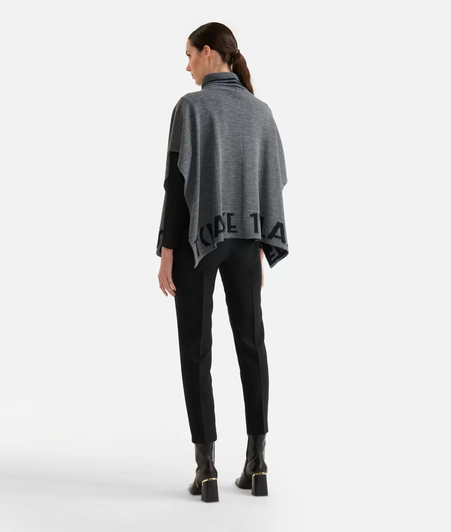 Alviero Martini 1a Classe Poncho A Collo Alto Con Logo Grigio Medio