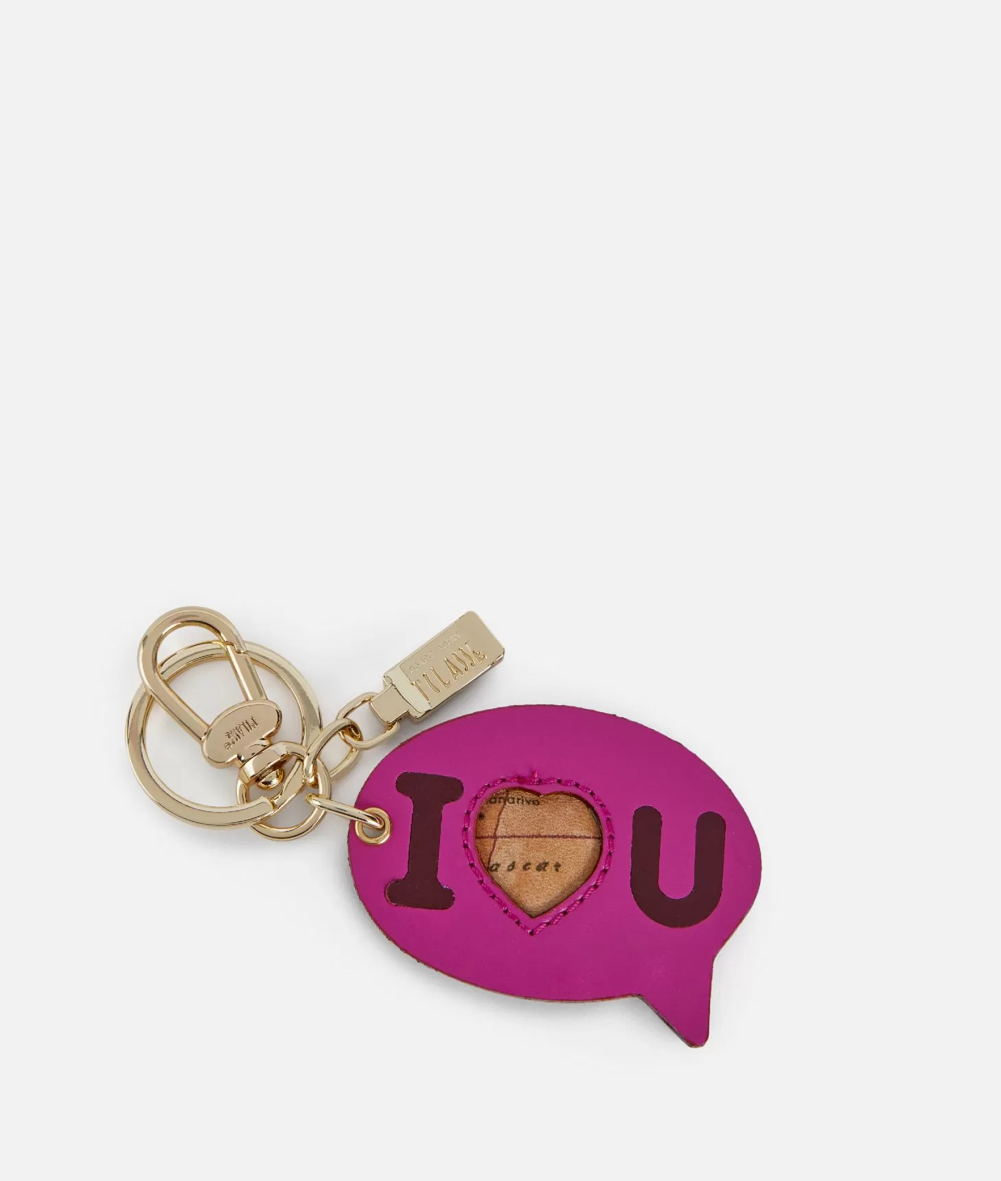 Alviero martini 1a classe Portachiavi "I love you" in pelle Ciclamino