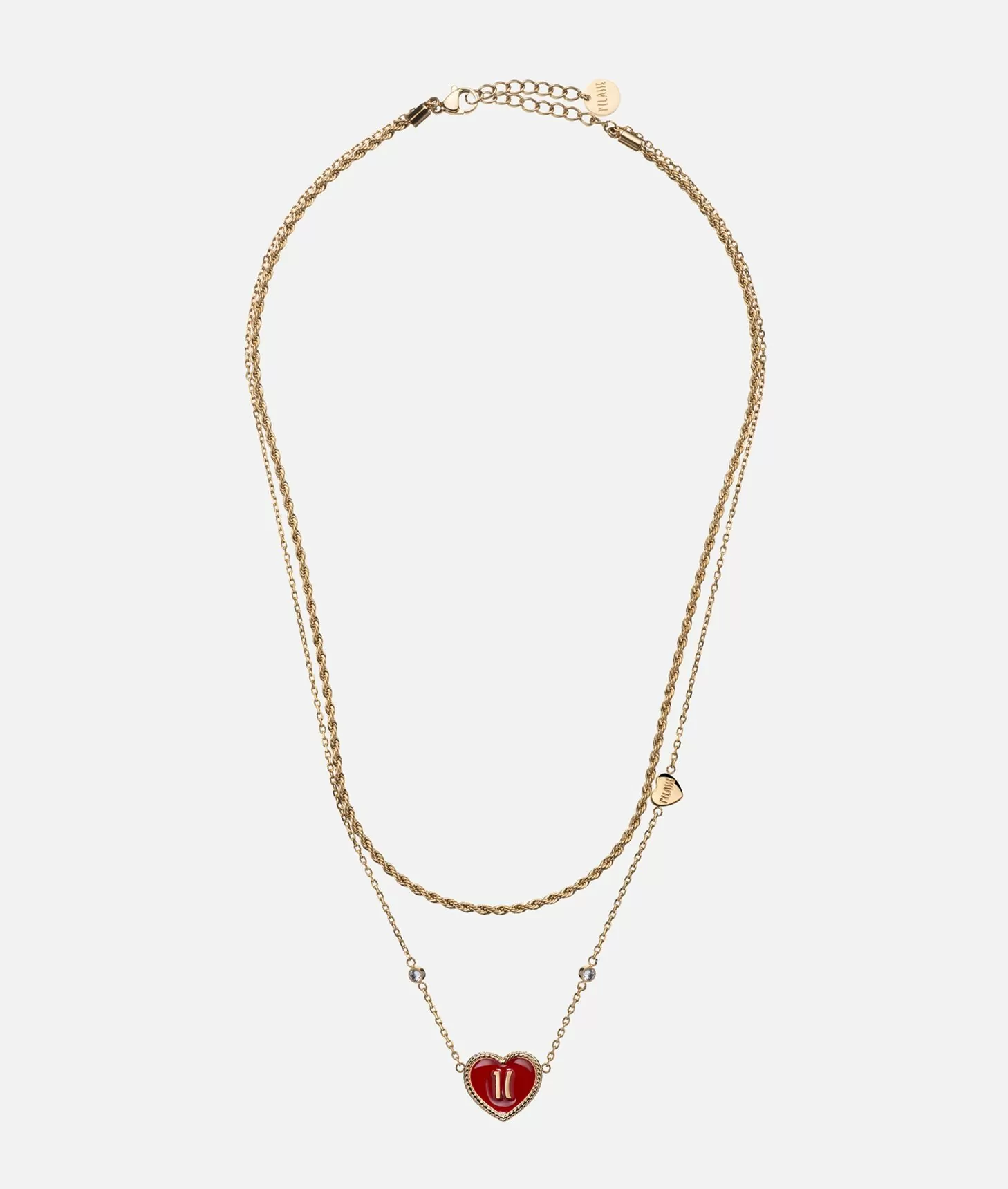 Alviero martini 1a classe Portobello Road doppio girocollo con charm cuore Rosso