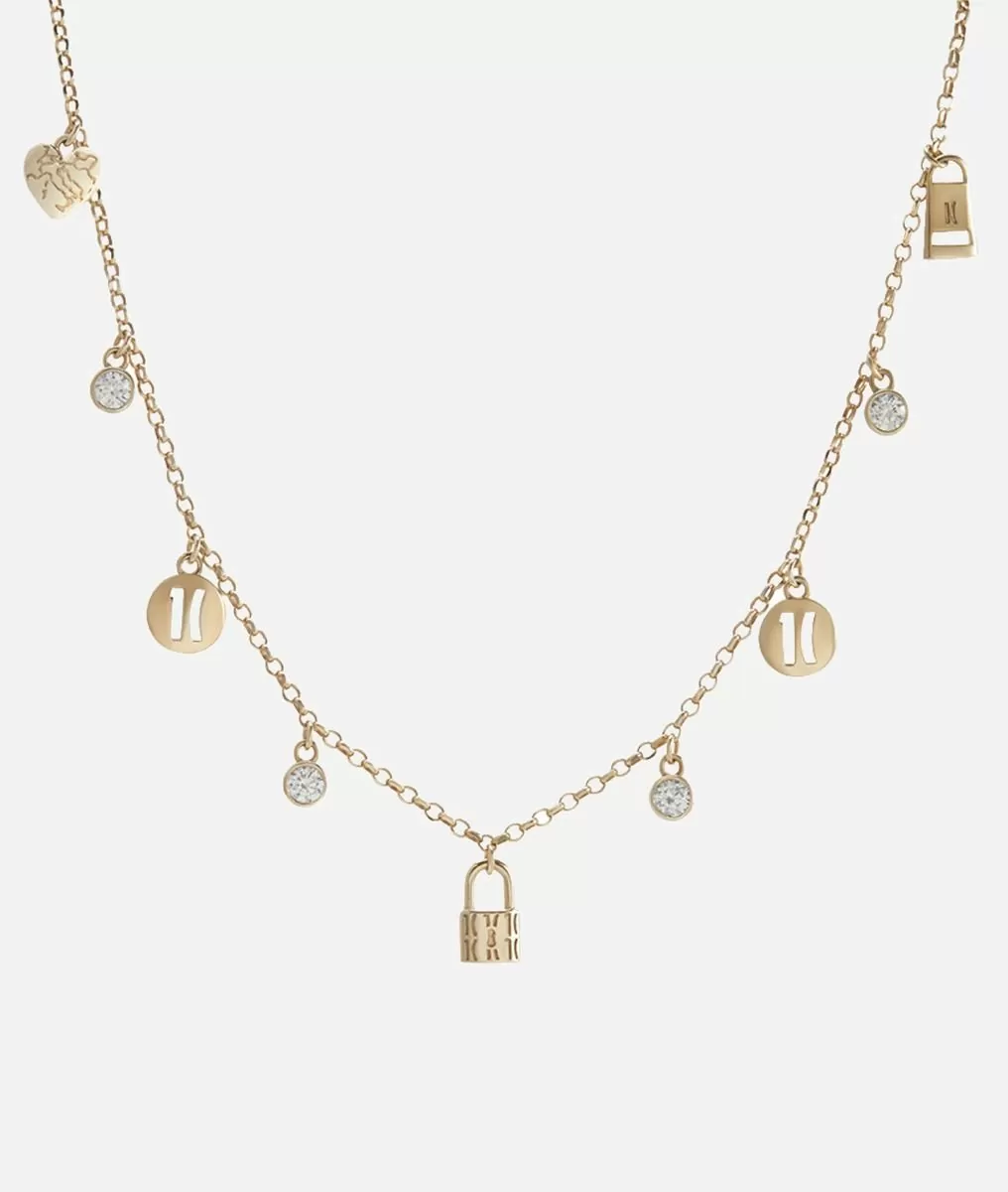 Alviero Martini 1a Classe Rambla Collana In Argento Con Charms Bagnata In Oro Giallo