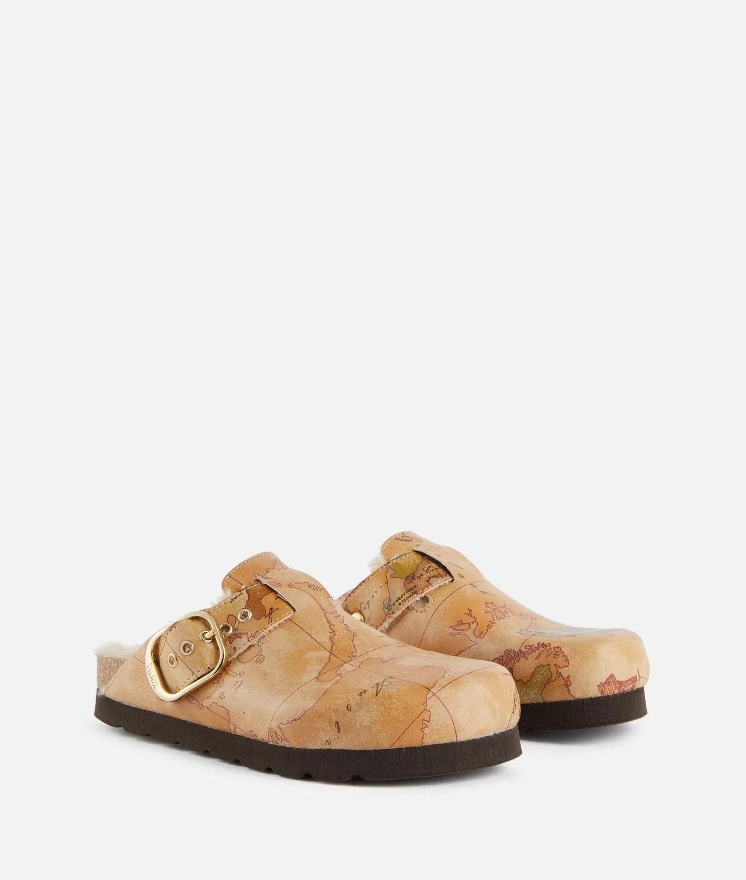 Alviero Martini 1a Classe Sabot Con Ecopelliccia In Eco Nappa Stampa Geo Classic