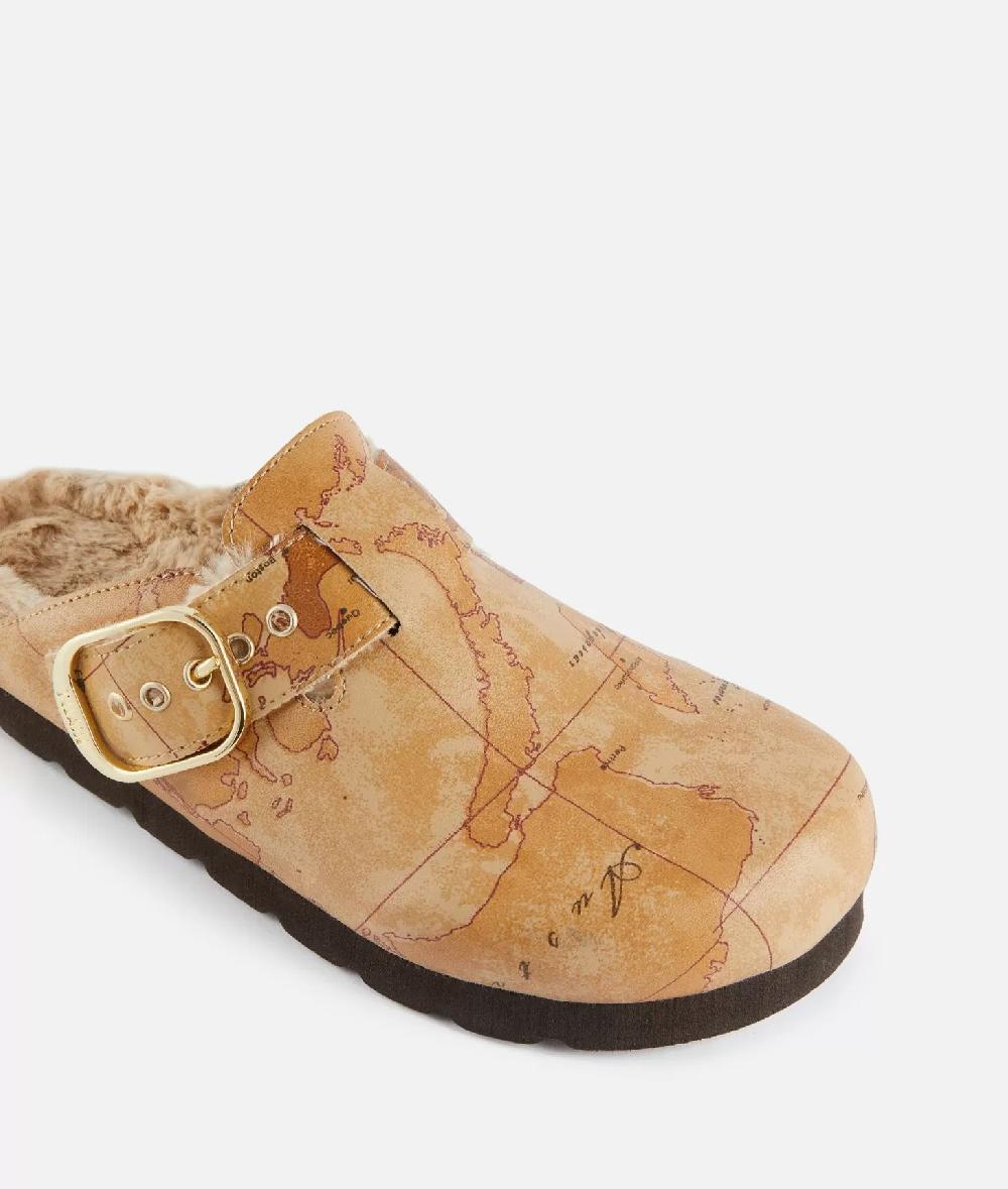 Alviero Martini 1a Classe Sabot Con Ecopelliccia In Eco Nappa Stampa Geo Classic