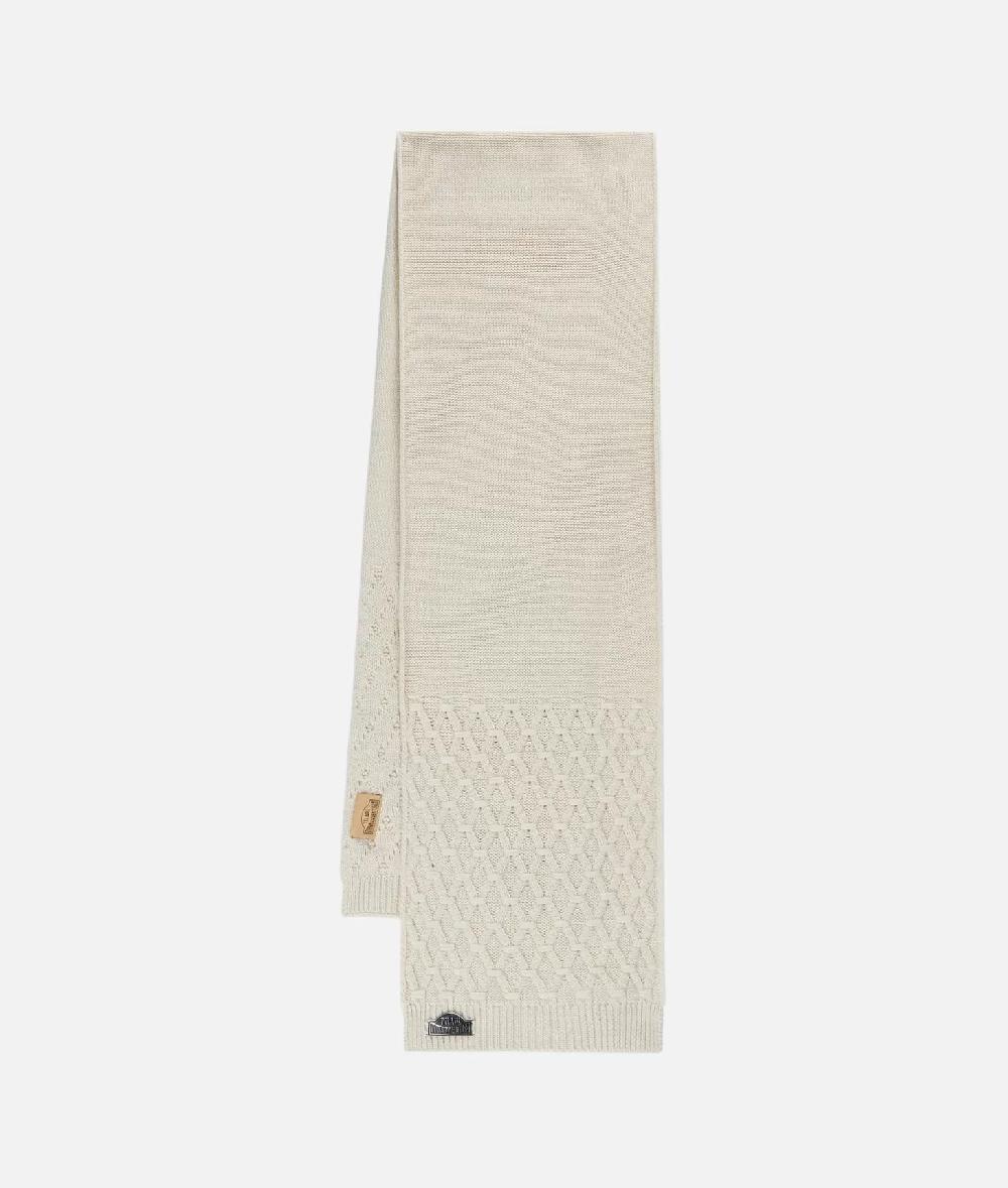 Alviero Martini 1a Classe Sciarpa A Rombi In Misto Lana 180x30 Bianco Latte