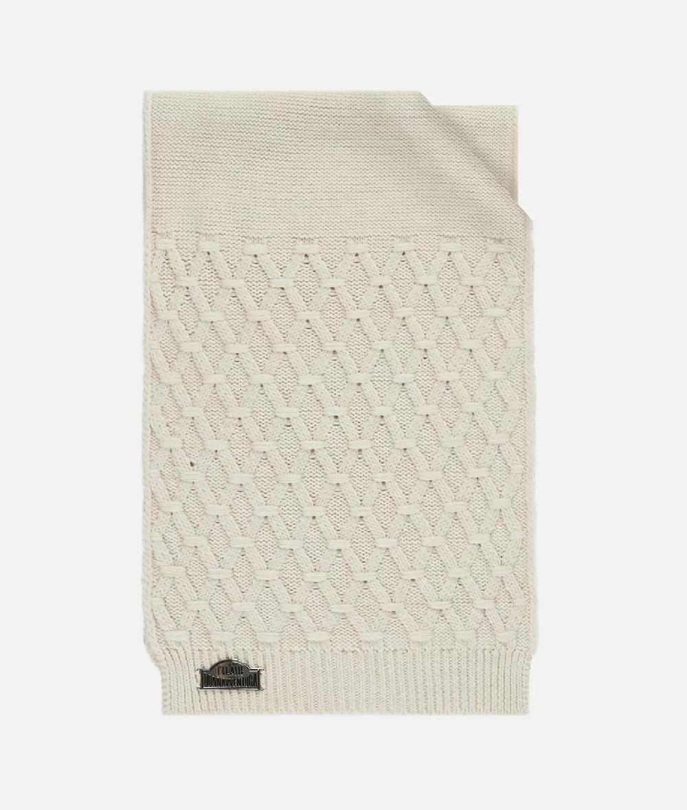 Alviero martini 1a classe Sciarpa a rombi in misto lana 180x30 Bianco Latte