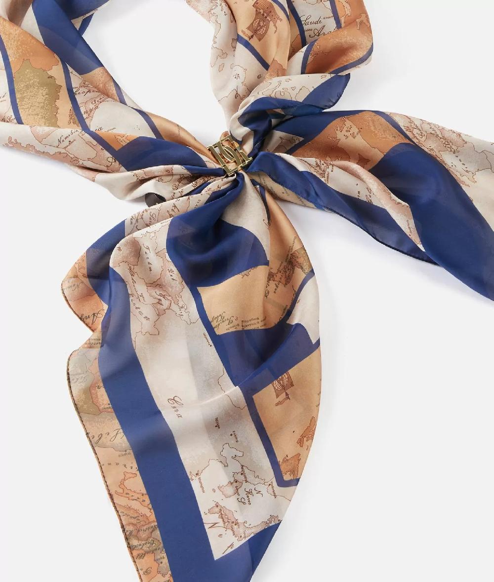 Alviero Martini 1a Classe Sciarpa Con Gioiello 1C Mirror 48x150 Blu Navy