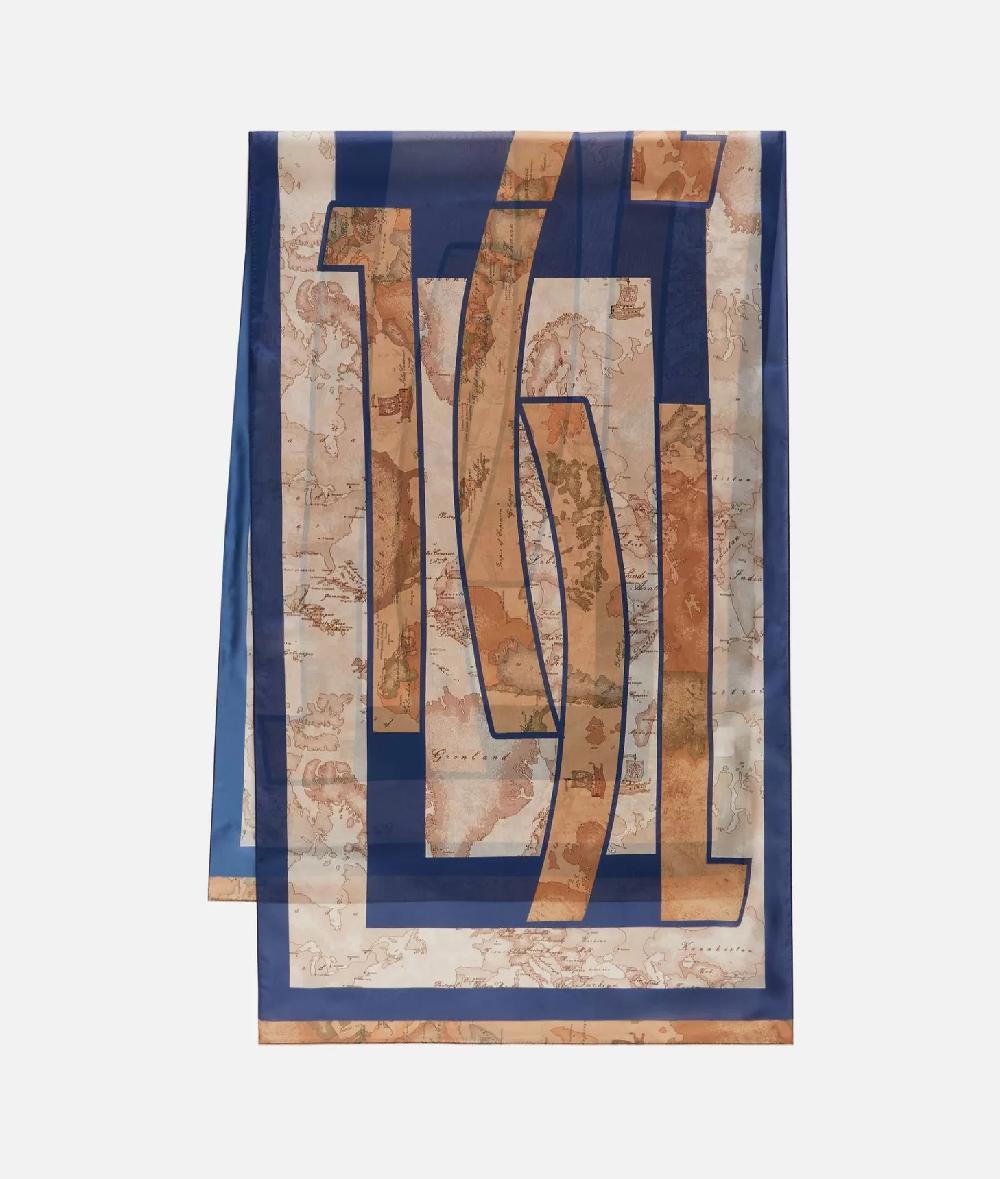 Alviero Martini 1a Classe Sciarpa Con Gioiello 1C Mirror 48x150 Blu Navy