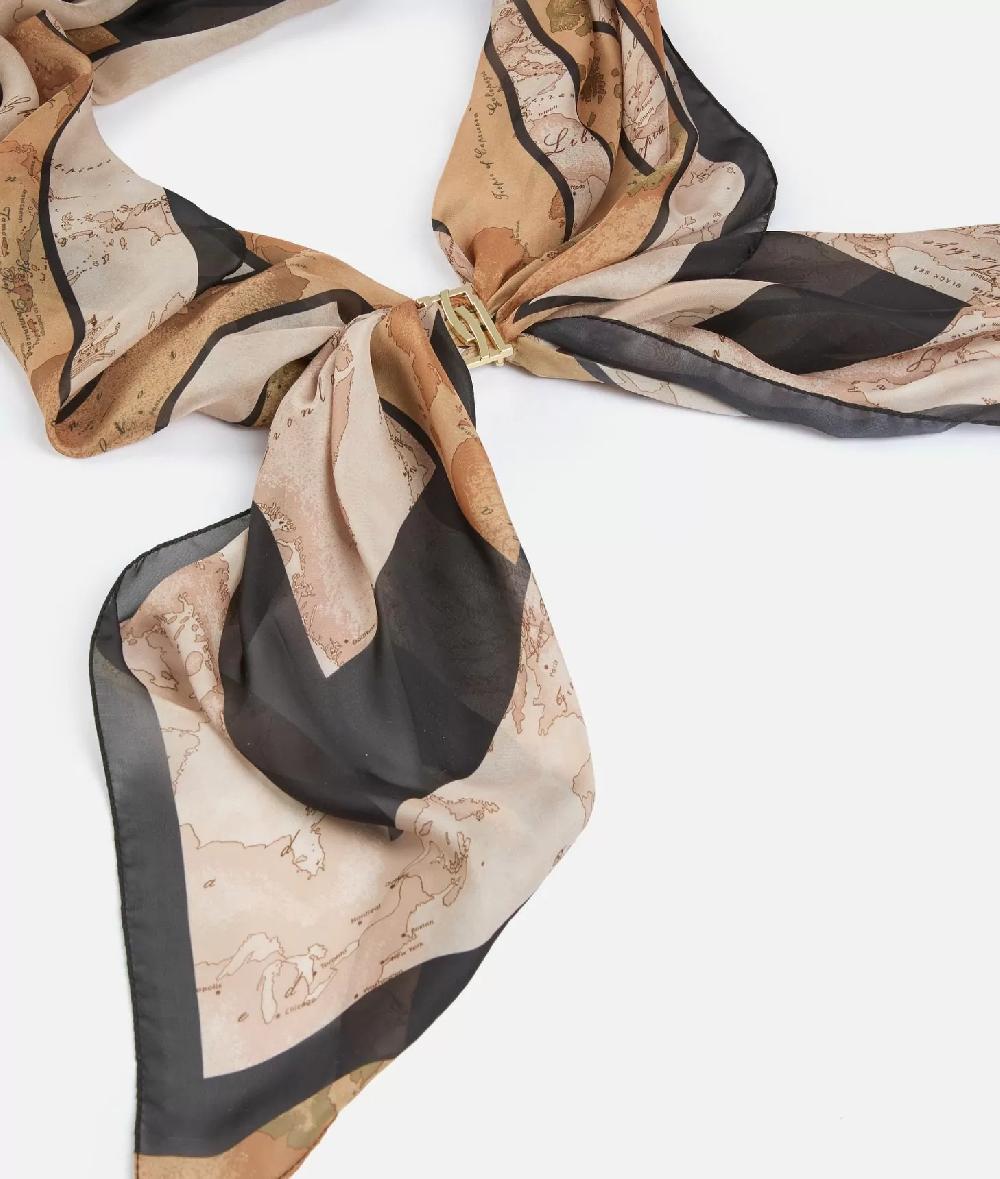 Alviero Martini 1a Classe Sciarpa Con Gioiello 1C Mirror 48x150 Nera