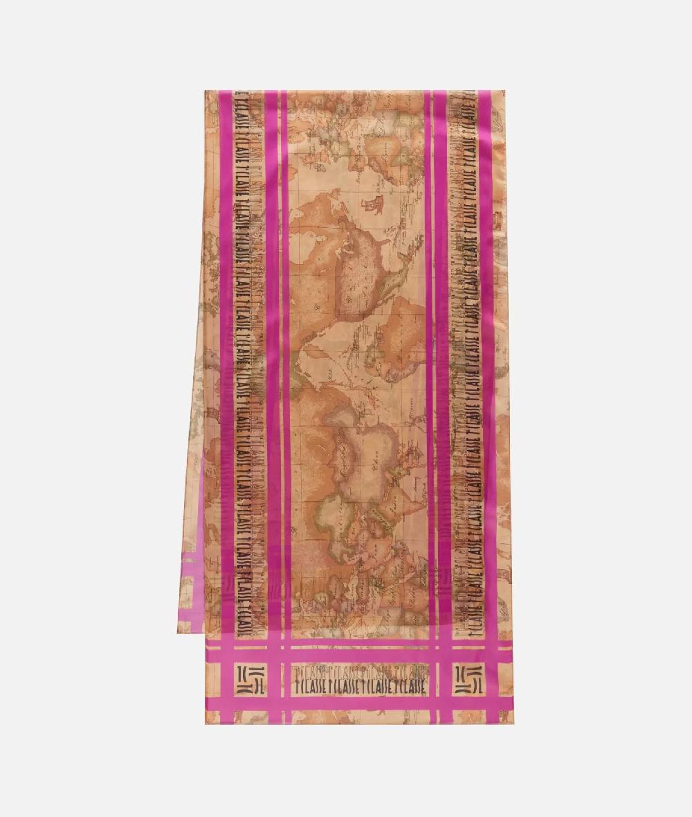 Alviero Martini 1a Classe Sciarpa Con Loghi In Cornice 48x180 Ciclamino