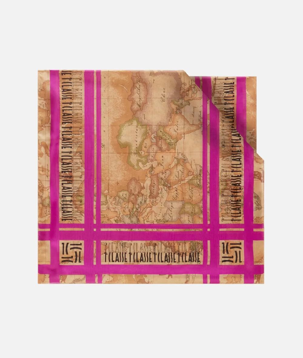 Alviero martini 1a classe Sciarpa con loghi in cornice 48x180 Ciclamino