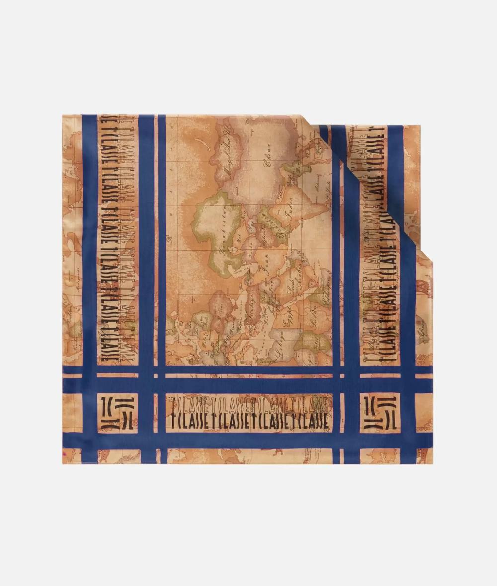 Alviero martini 1a classe Sciarpa con loghi in cornice 48x180 Denim