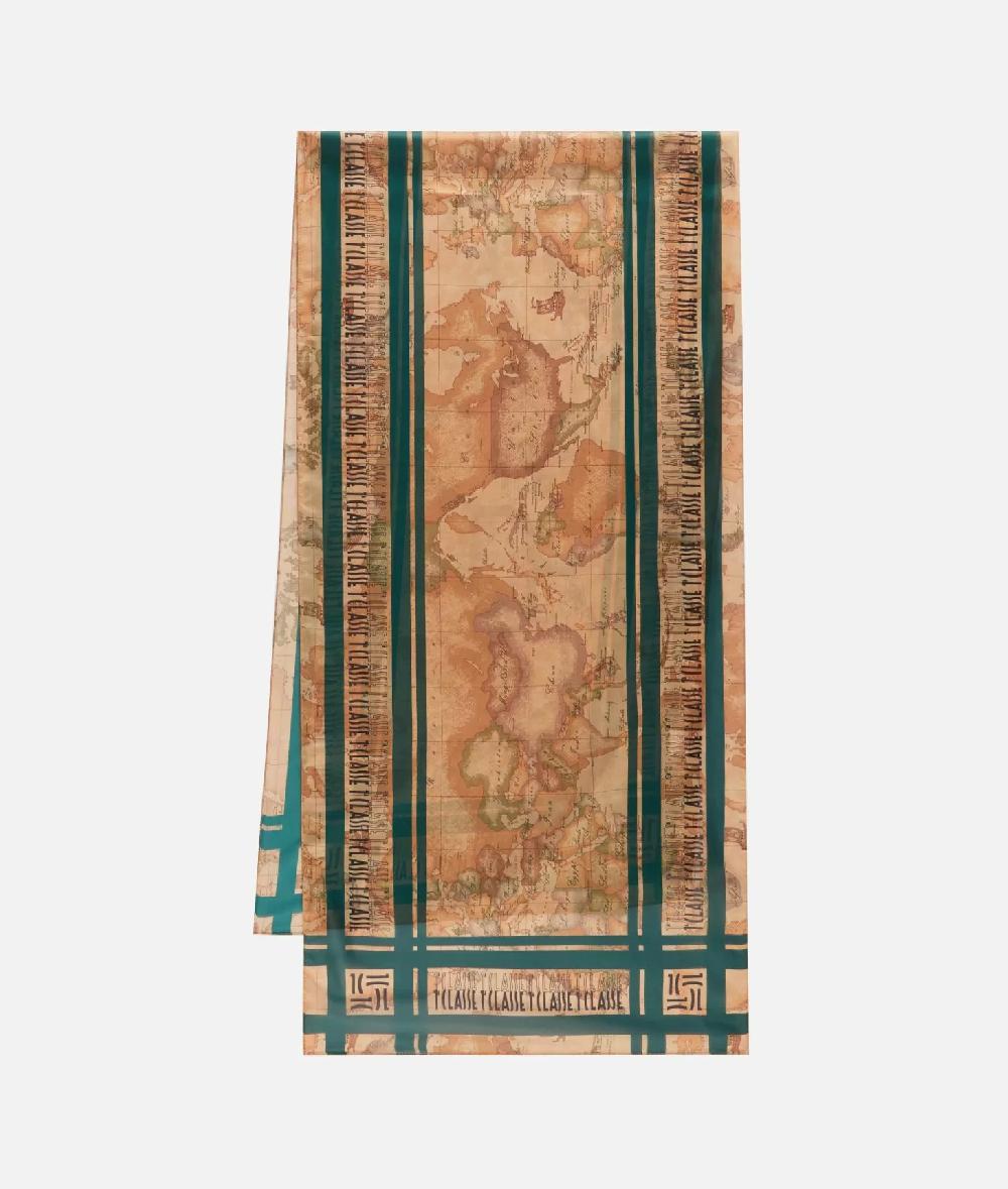 Alviero Martini 1a Classe Sciarpa Con Loghi In Cornice 48x180 Giada