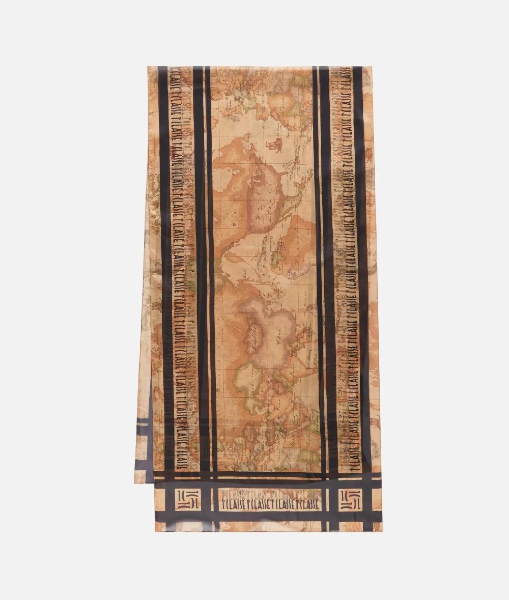 Alviero Martini 1a Classe Sciarpa Con Loghi In Cornice 48x180 Nera