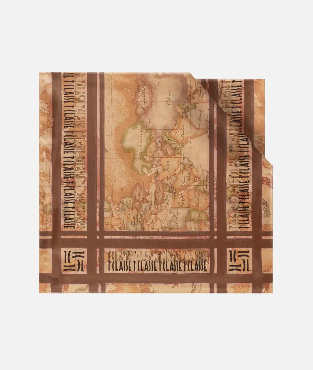 Alviero martini 1a classe Sciarpa con loghi in cornice 48x180 Taupe Scuro