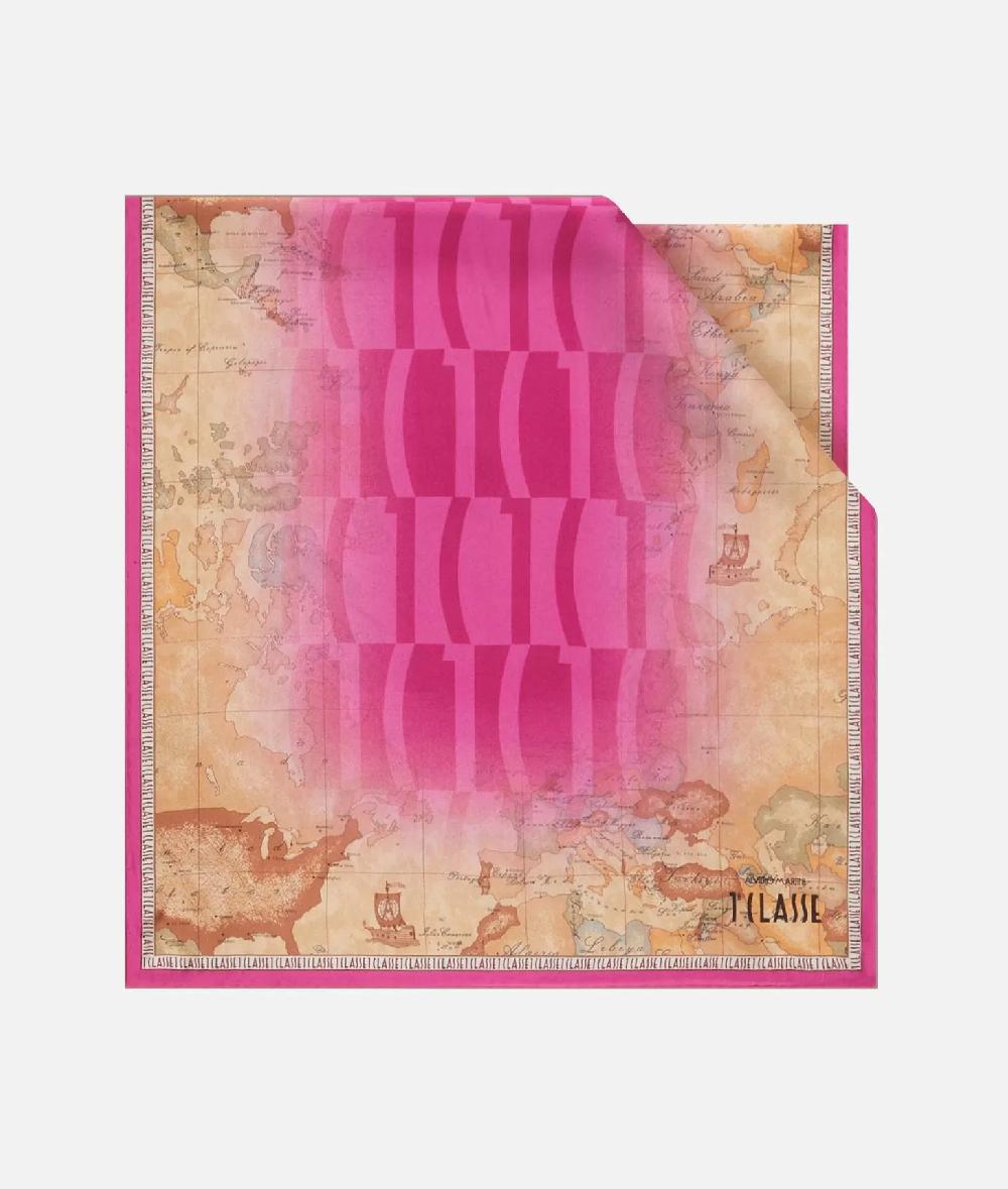 Alviero martini 1a classe Sciarpa Geo Classic con logo sfumato 45x180 Ciclamino