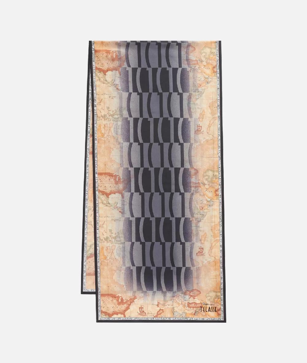 Alviero Martini 1a Classe Sciarpa Geo Classic Con Logo Sfumato 45x180 Nera