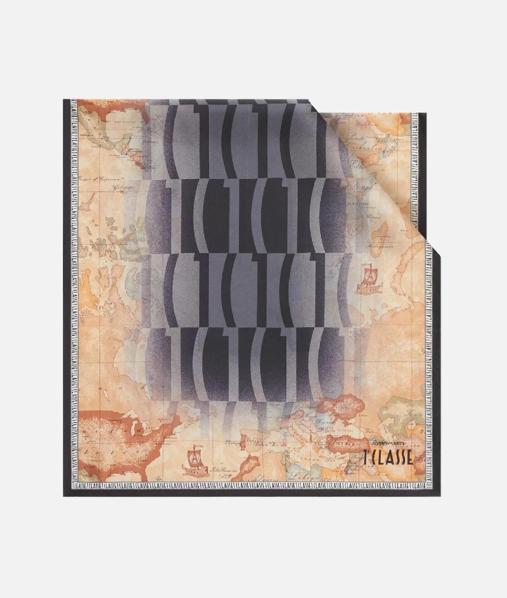 Alviero martini 1a classe Sciarpa Geo Classic con logo sfumato 45x180 Nera