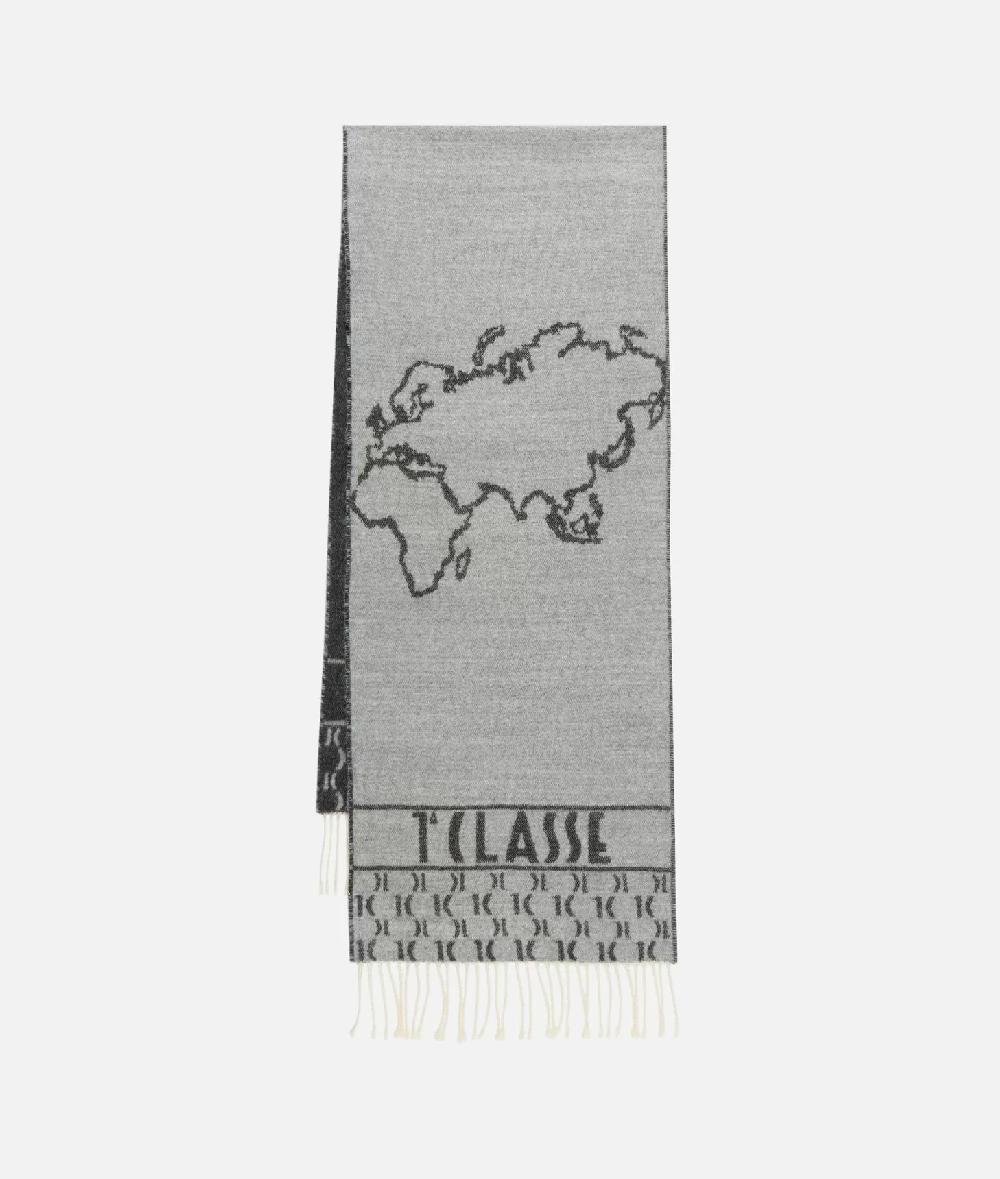 Alviero Martini 1a Classe Sciarpa Geo Filetto Con Bande 1C 38x200 Grigio Medio