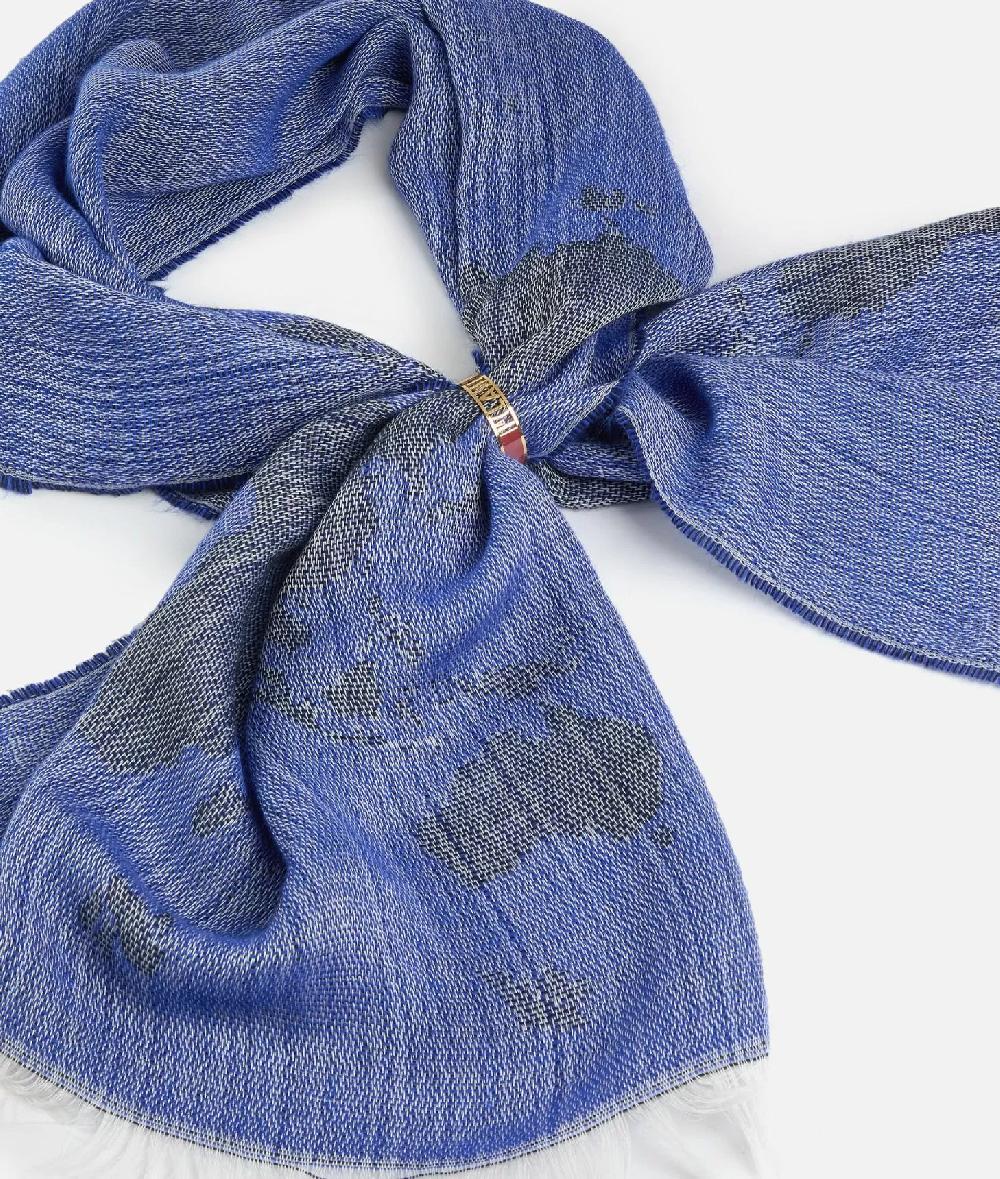 Alviero Martini 1a Classe Sciarpa Geo Pieno Con Anello 40x150 Blu Zaffiro