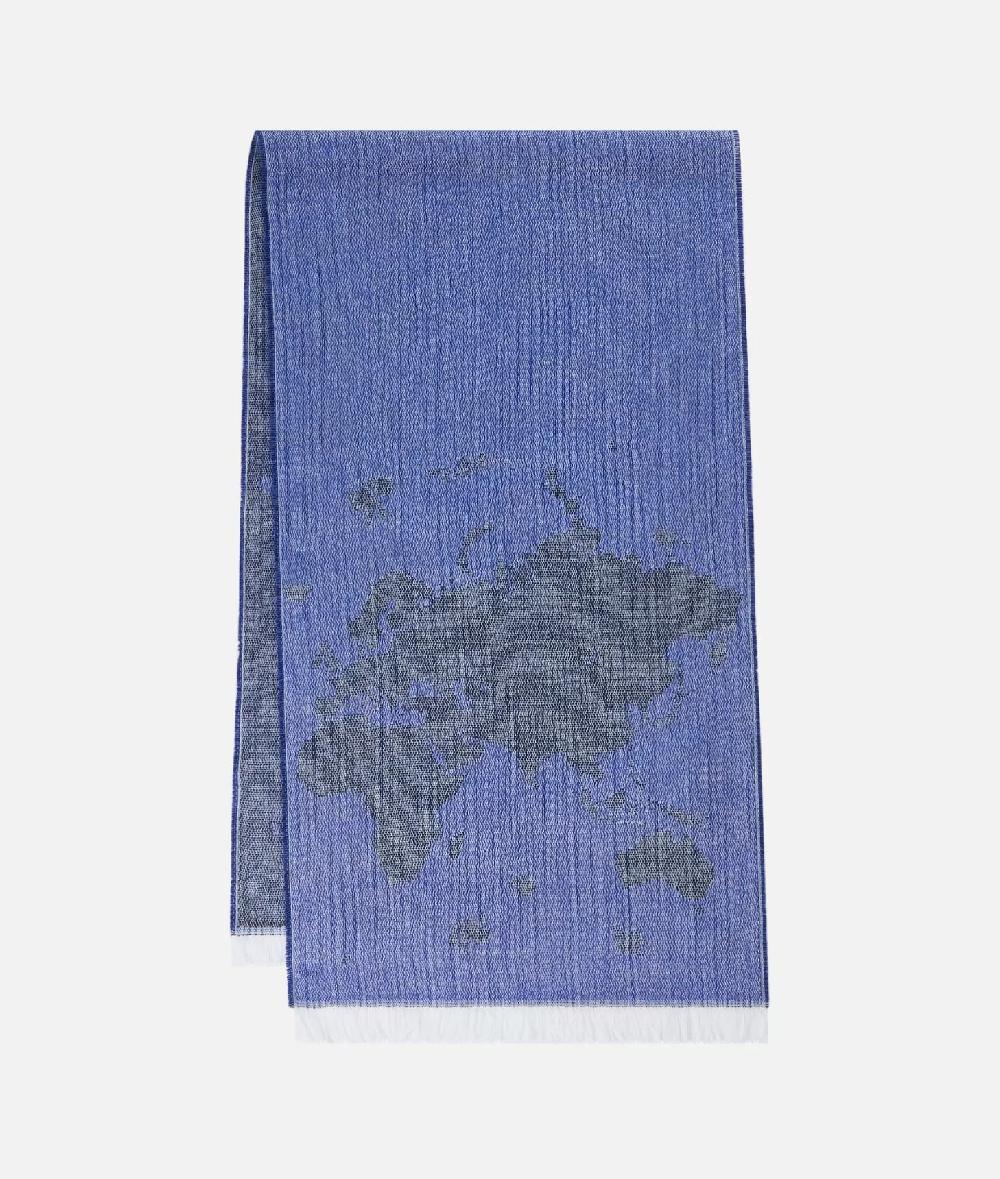 Alviero Martini 1a Classe Sciarpa Geo Pieno Con Anello 40x150 Blu Zaffiro