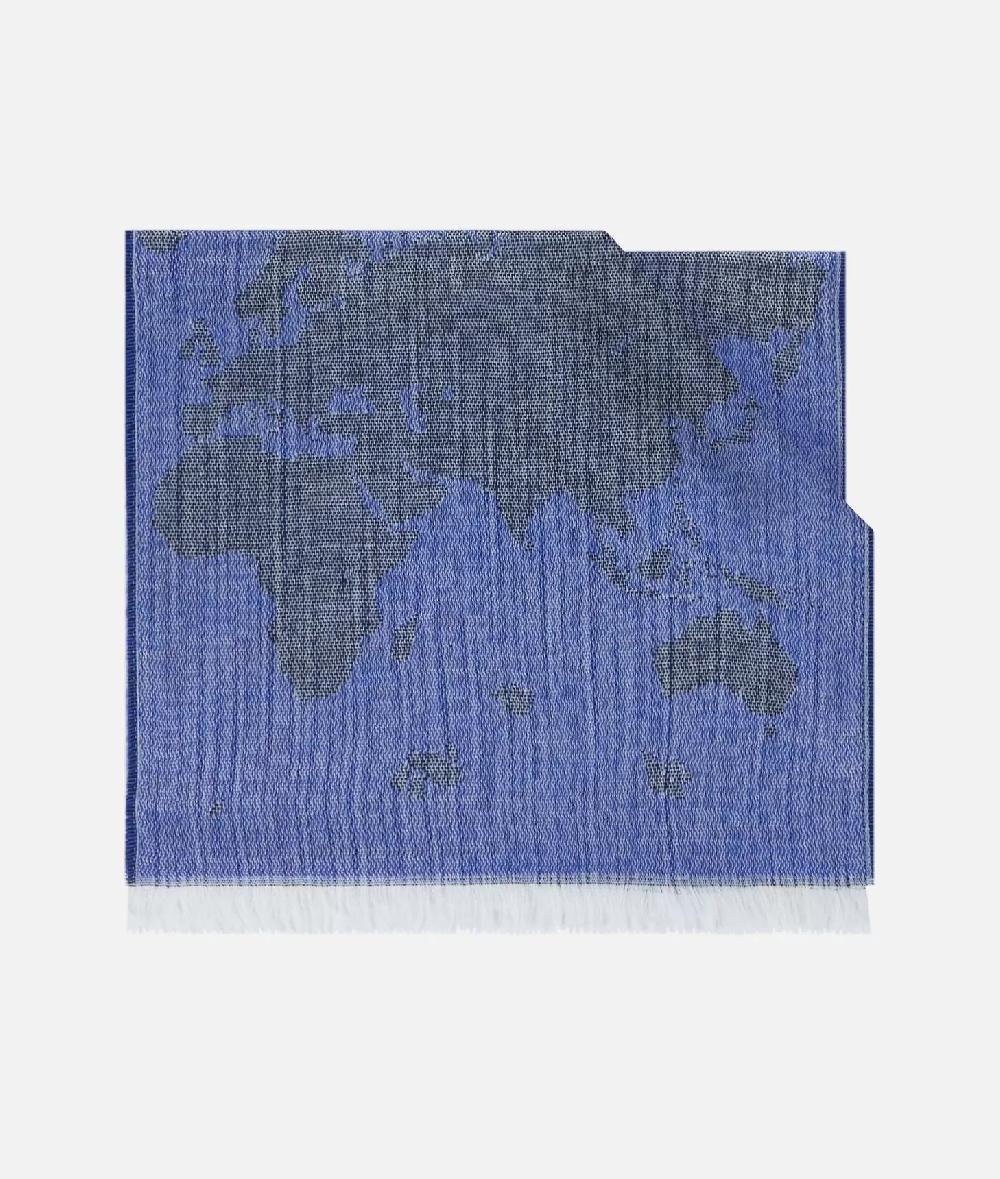 Alviero martini 1a classe Sciarpa Geo Pieno con anello 40x150 Blu Zaffiro