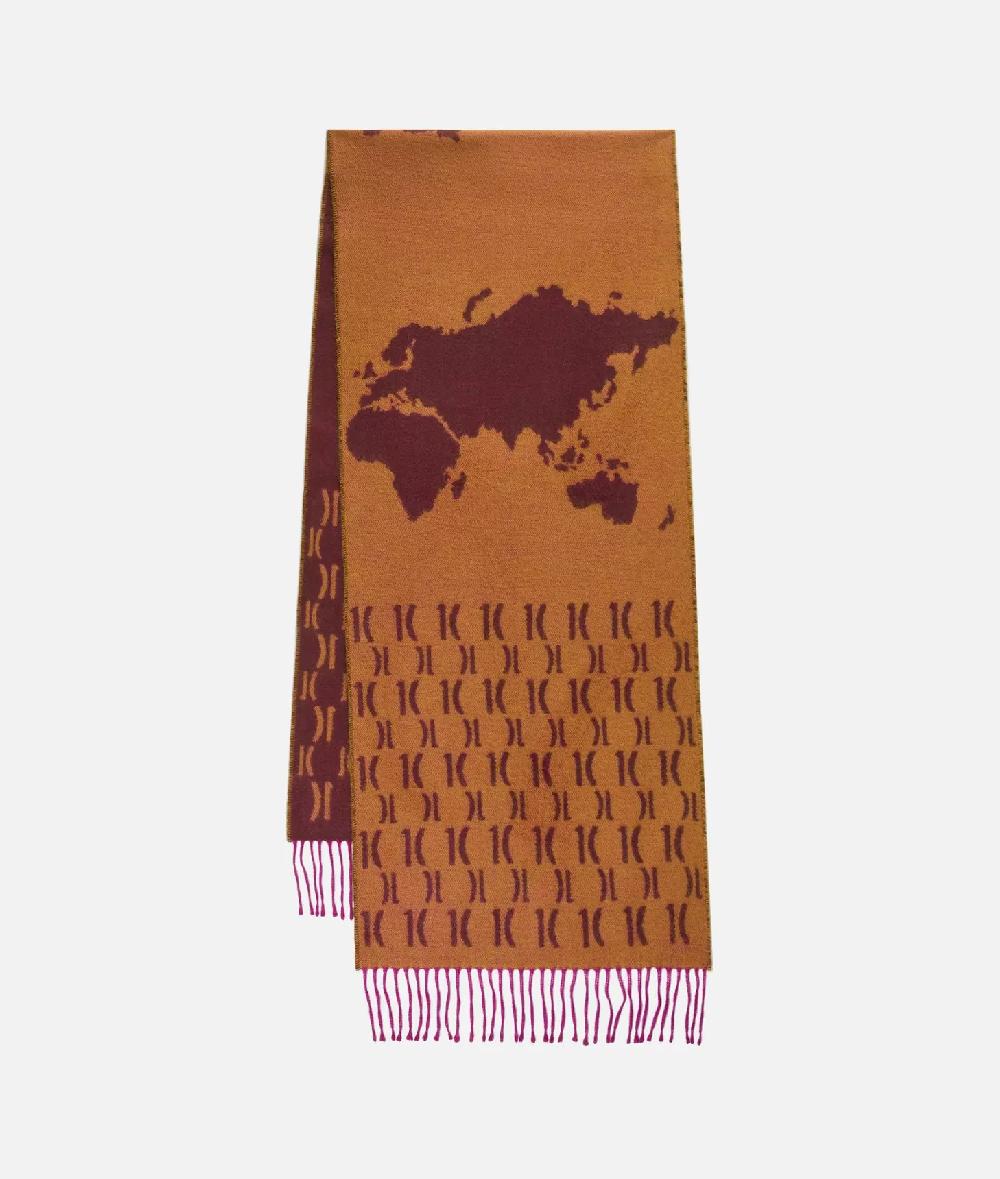 Alviero Martini 1a Classe Sciarpa Geo Pieno Con Loghi 1C 40x180 Cammello