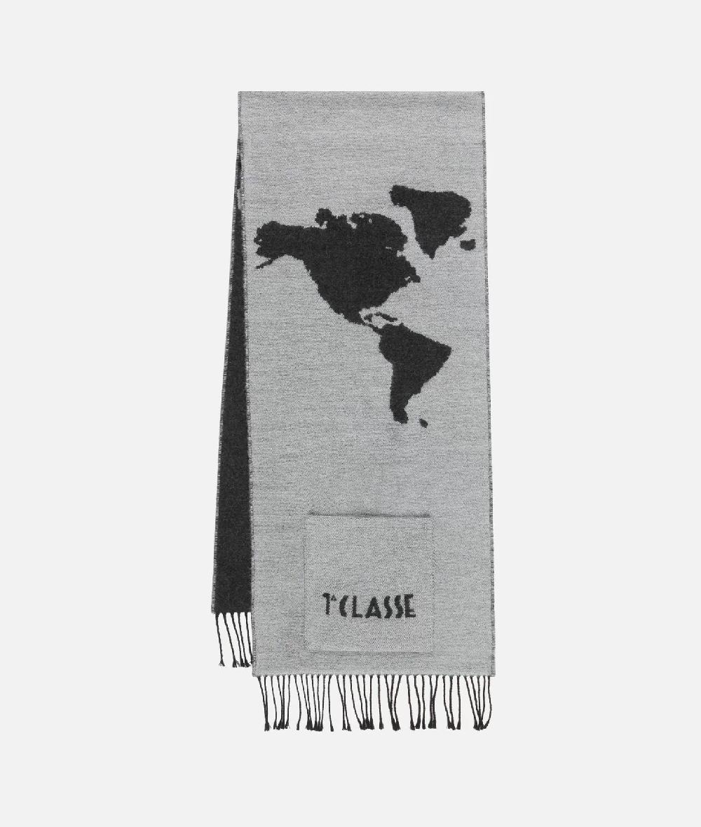 Alviero Martini 1a Classe Sciarpa Geo Pieno Con Tasche E Fibbia 1C Grigio Chiaro