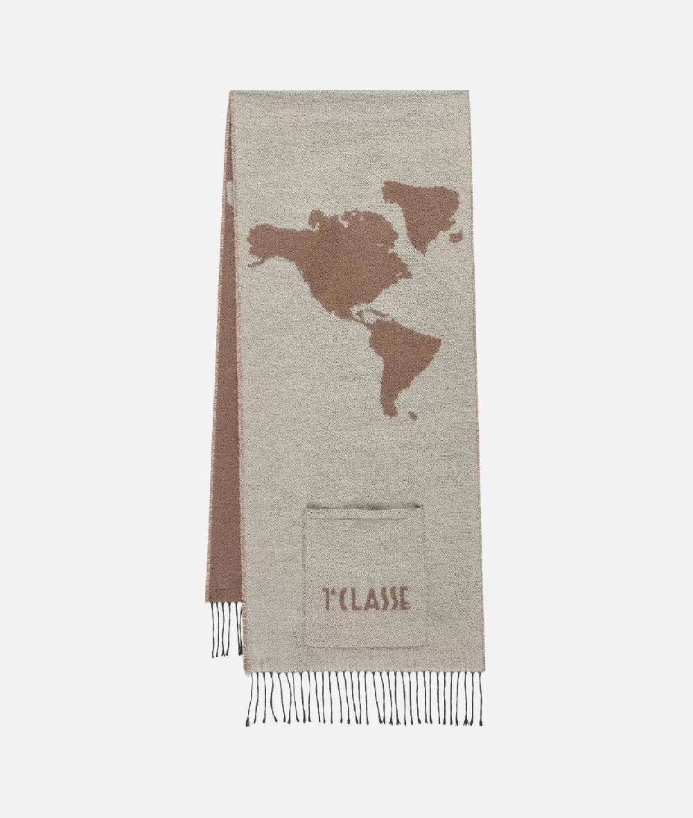 Alviero Martini 1a Classe Sciarpa Geo Pieno Con Tasche E Fibbia 1C Naturale