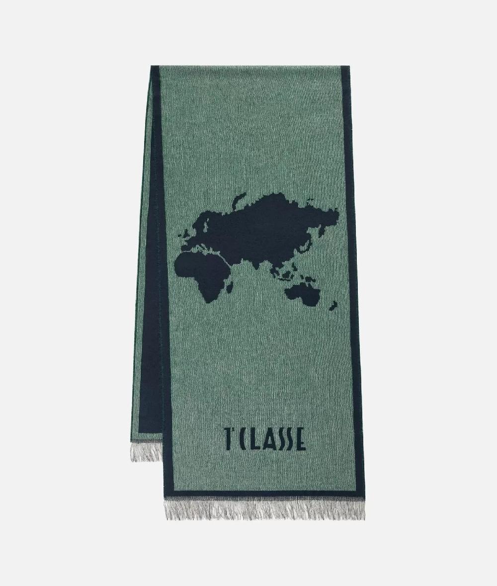 Alviero Martini 1a Classe Sciarpa Geo Pieno Cornice 40x180 Petrolio