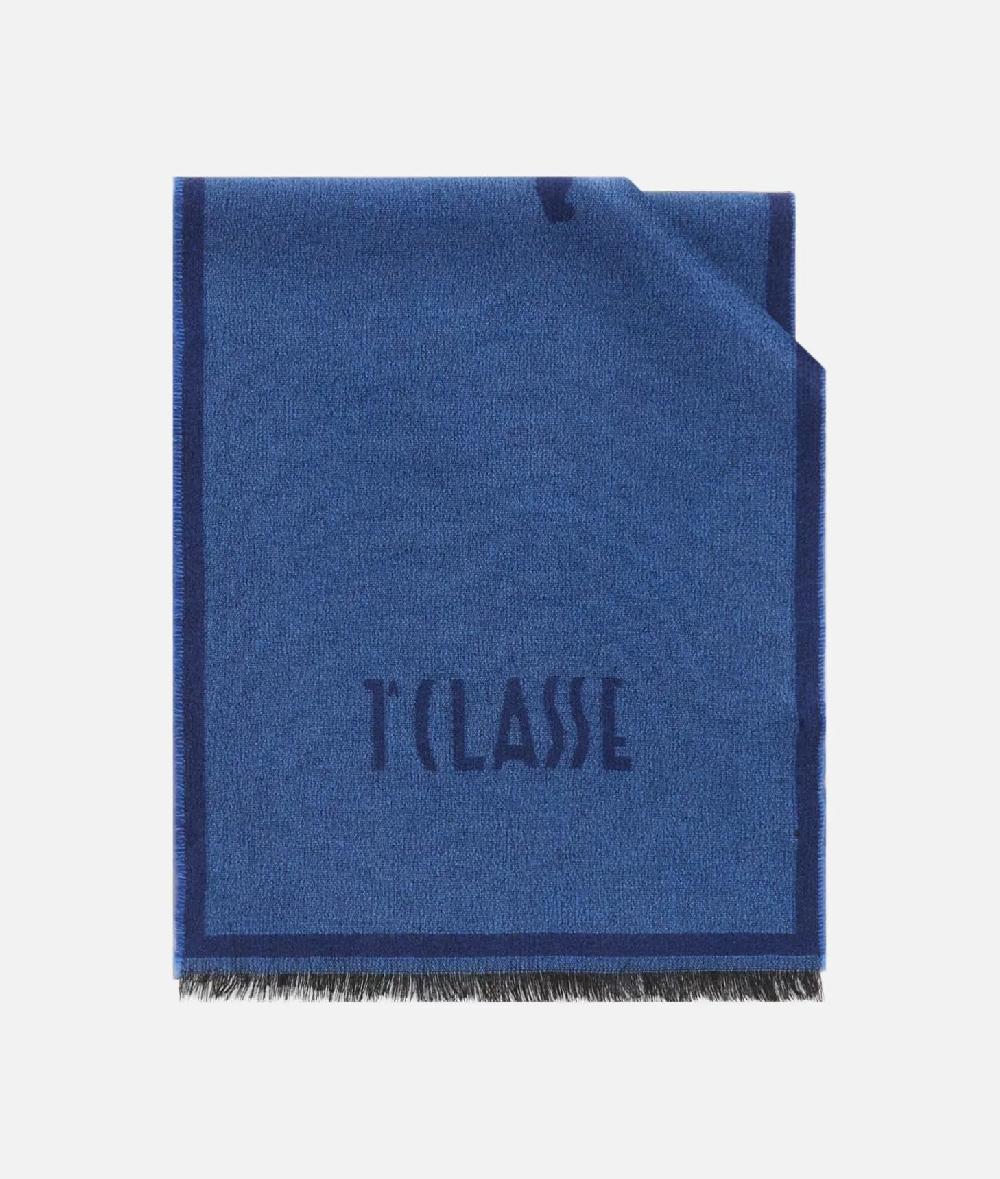 Alviero martini 1a classe Sciarpa Geo Pieno Cornice in misto lana 38x180 Blu Cobalto