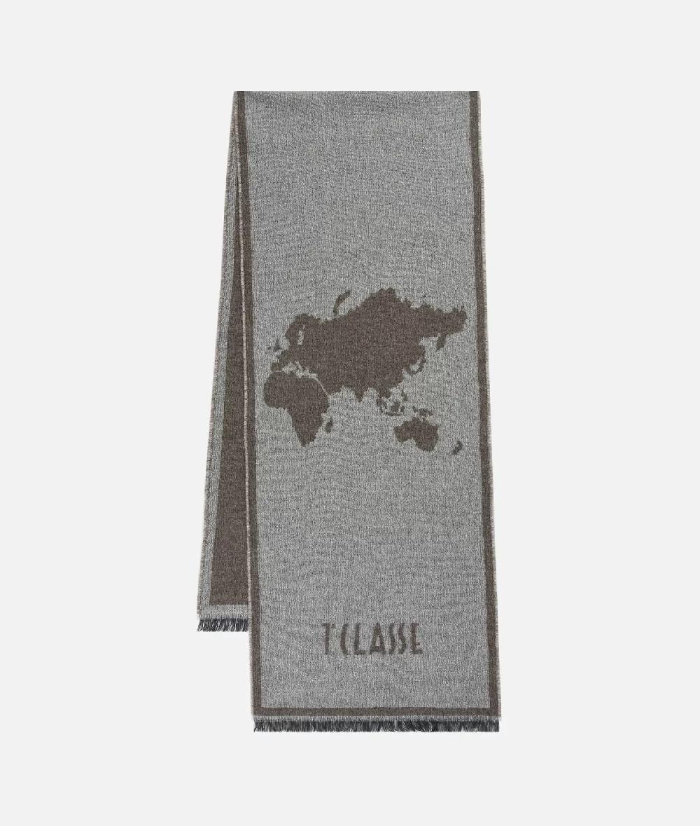 Alviero Martini 1a Classe Sciarpa Geo Pieno Cornice In Misto Lana 38x180 Naturale