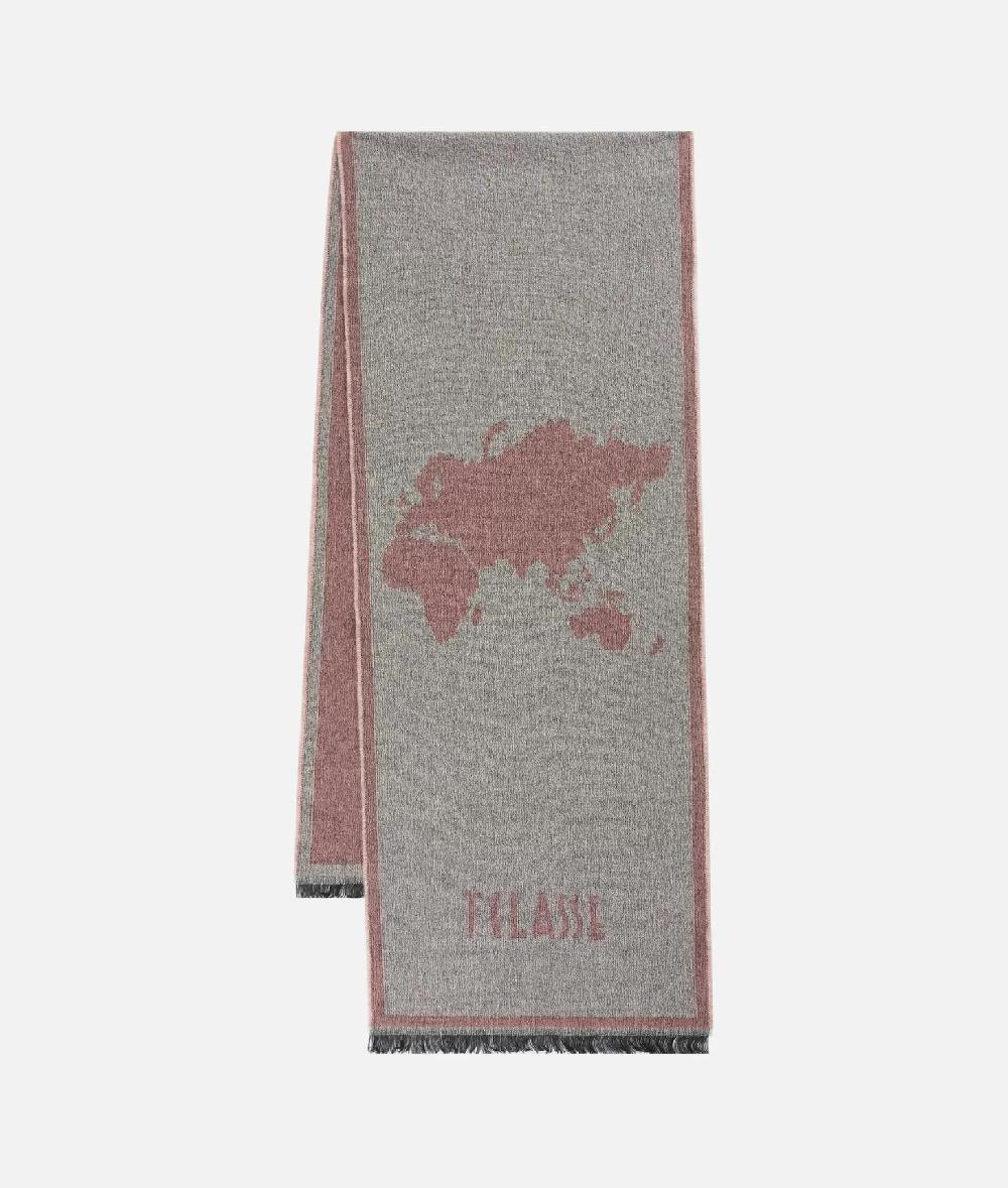 Alviero Martini 1a Classe Sciarpa Geo Pieno Cornice In Misto Lana 38x180 Zucca