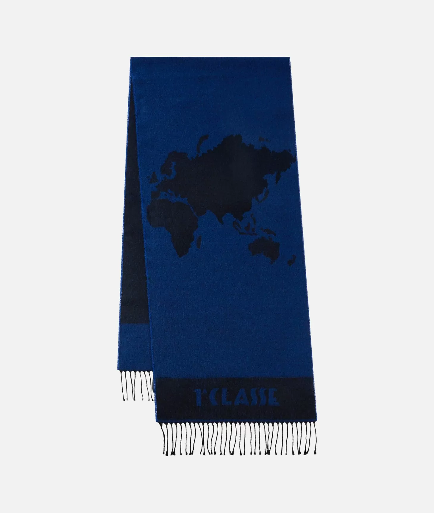 Alviero Martini 1a Classe Sciarpa Geo Pieno In Misto Lana E Viscosa 40x180 Blu Cobalto