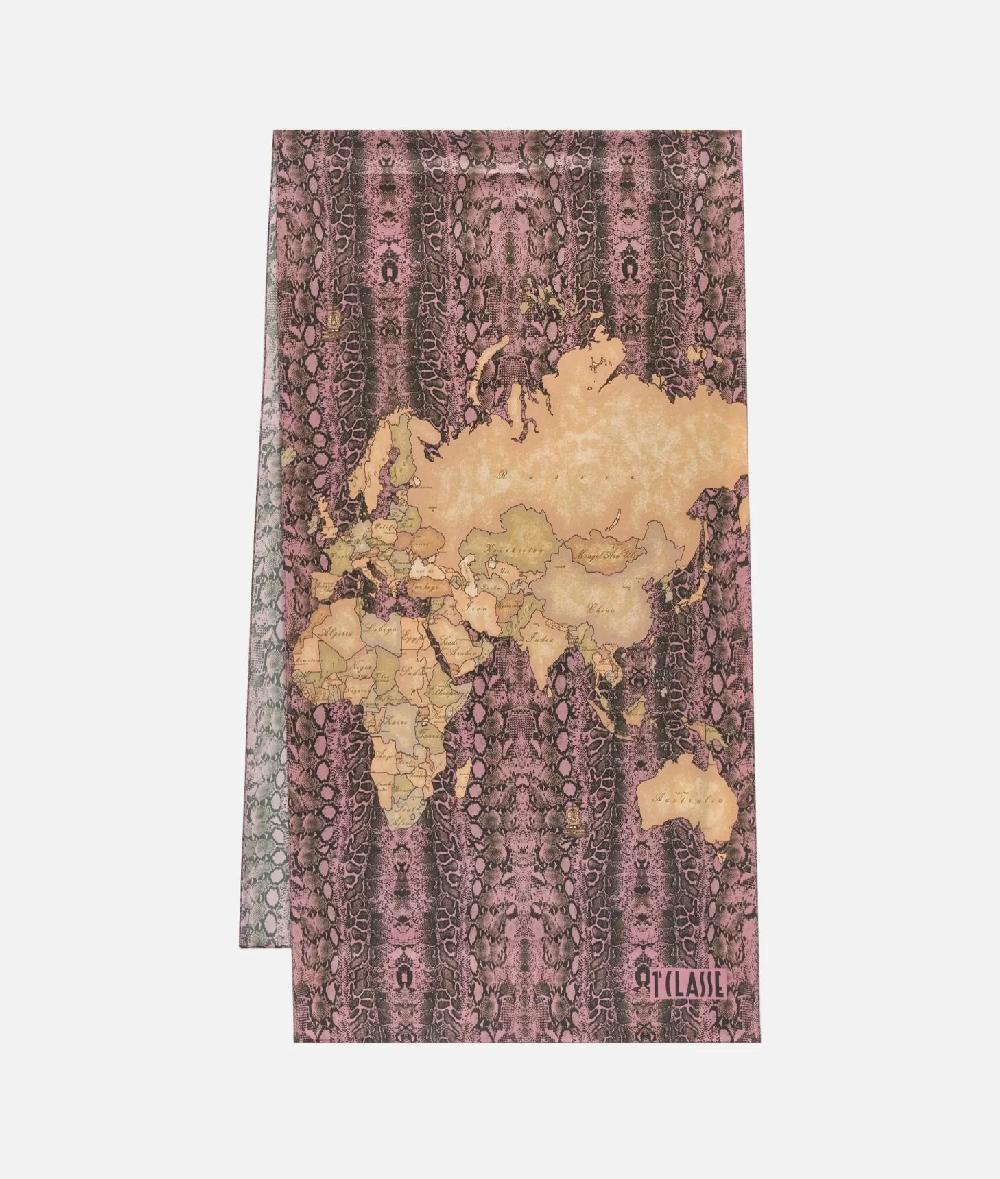Alviero Martini 1a Classe Sciarpa Geo Pitone 48x180 Rosa Fard
