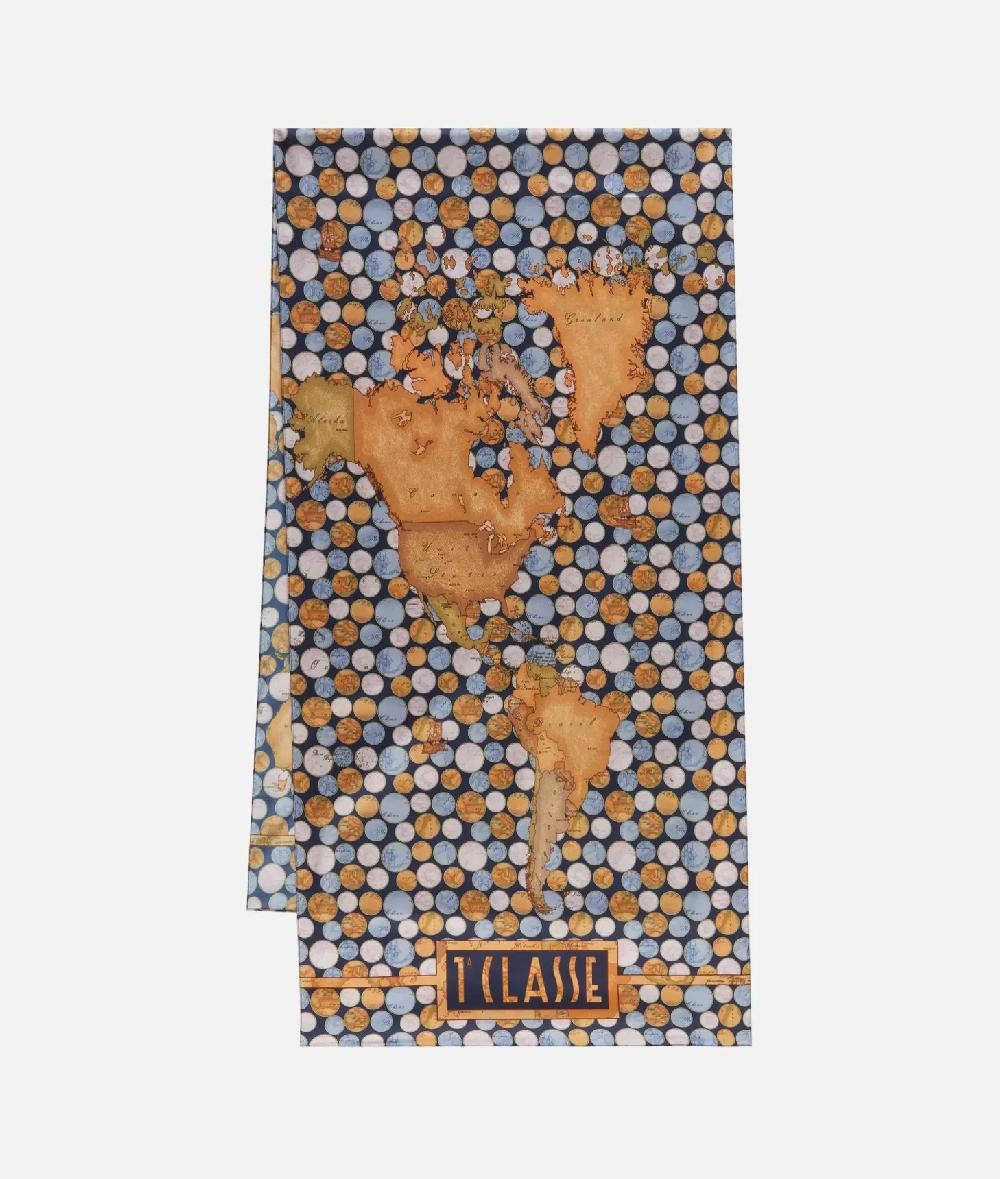 Alviero Martini 1a Classe Sciarpa Geo Pois 48x180 Blu Zaffiro