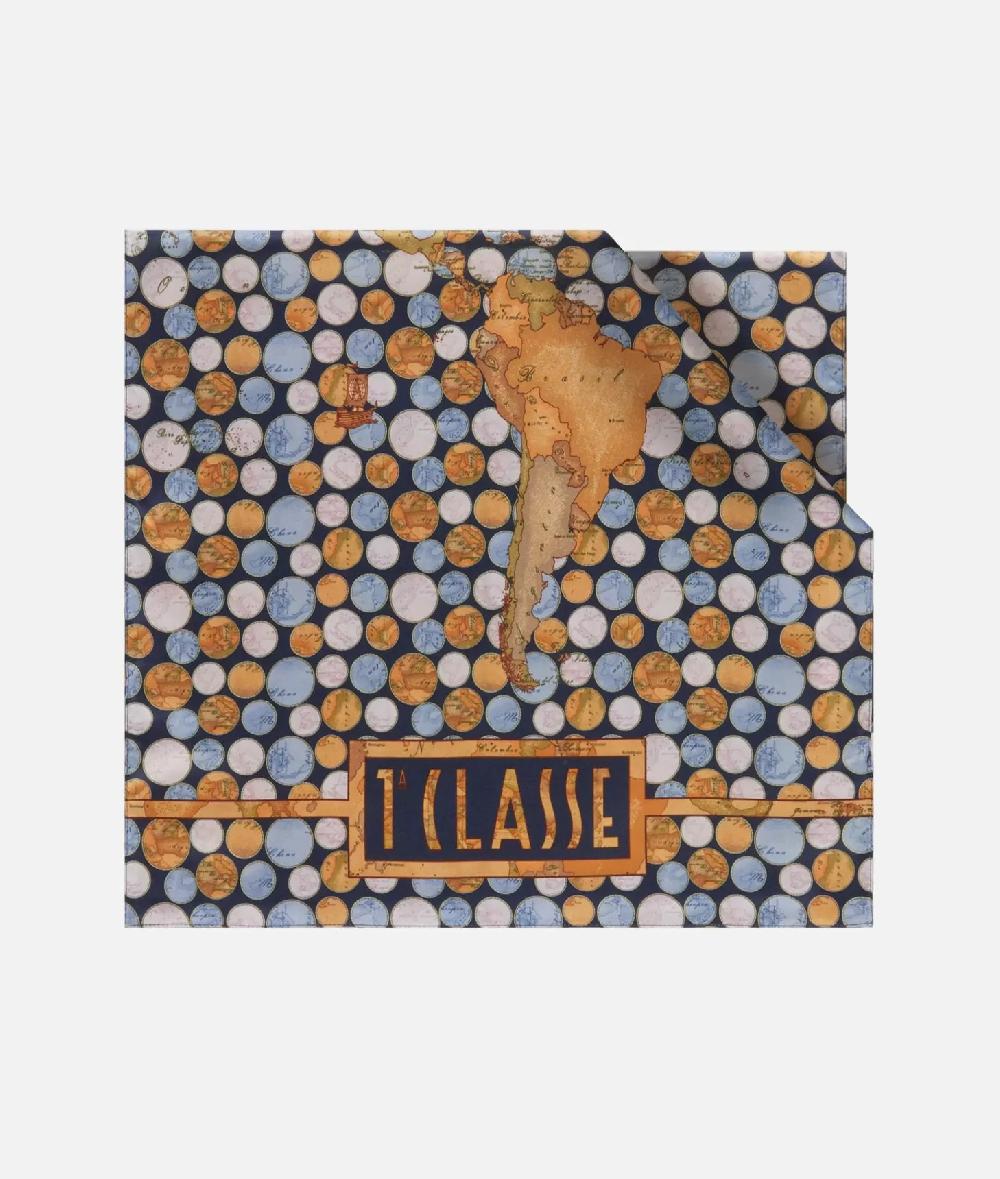 Alviero martini 1a classe Sciarpa Geo Pois 48x180 Blu Zaffiro