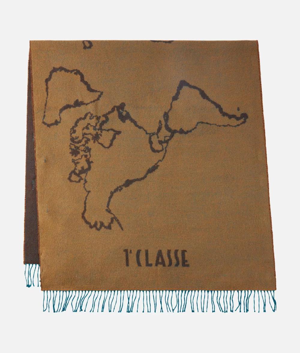 Alviero Martini 1a Classe Sciarpone Geo Filetto Con Bottoni 75x180 Corteccia