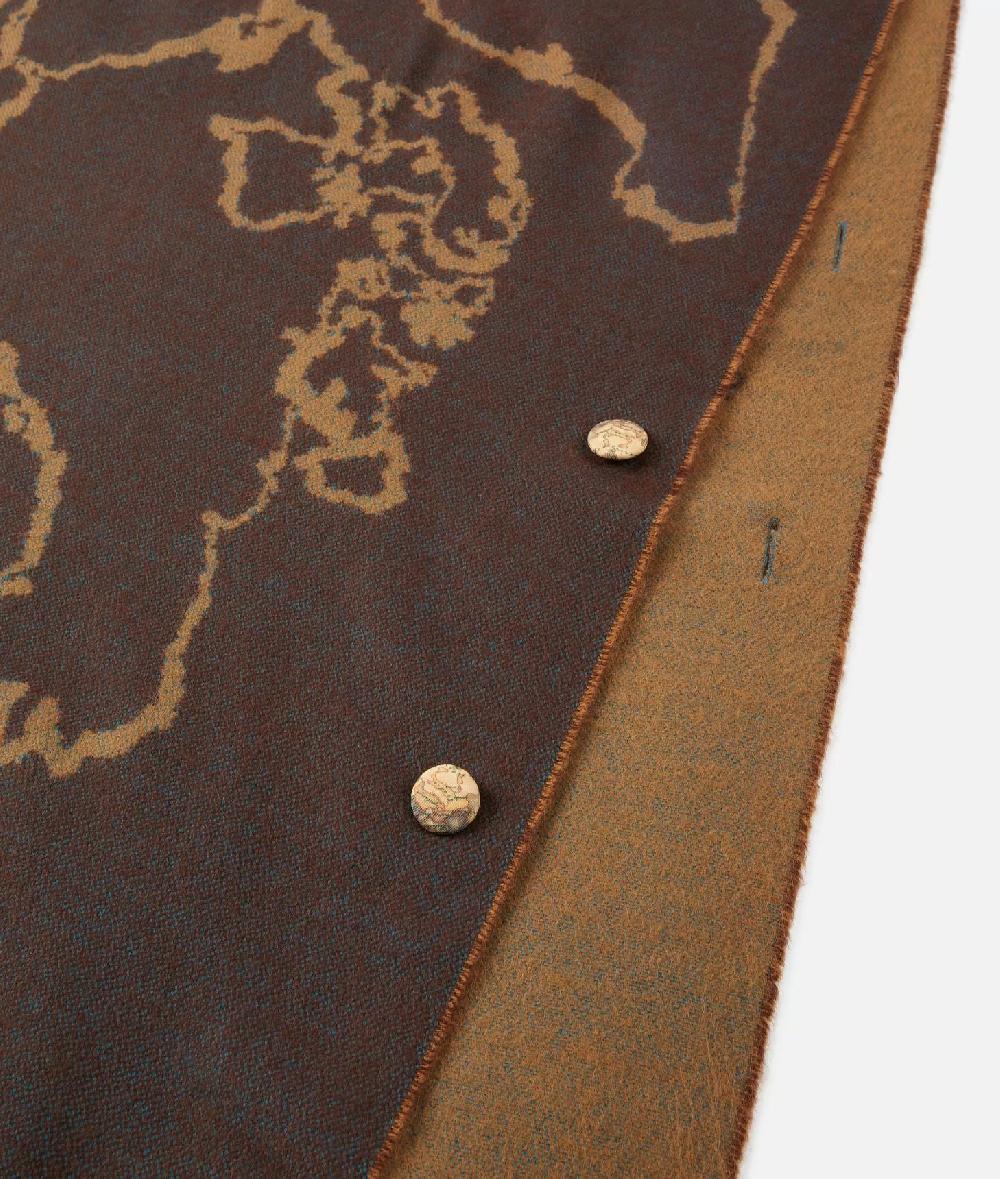 Alviero Martini 1a Classe Sciarpone Geo Filetto Con Bottoni 75x180 Corteccia