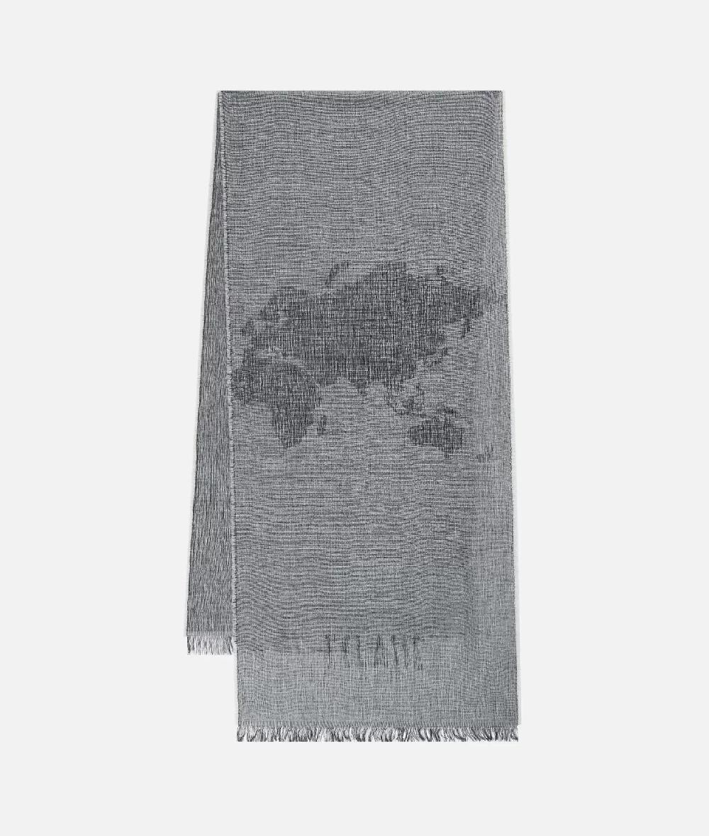 Alviero Martini 1a Classe Sciarpone Geo Pieno In Misto Lana 45x185 Grigio Chiaro
